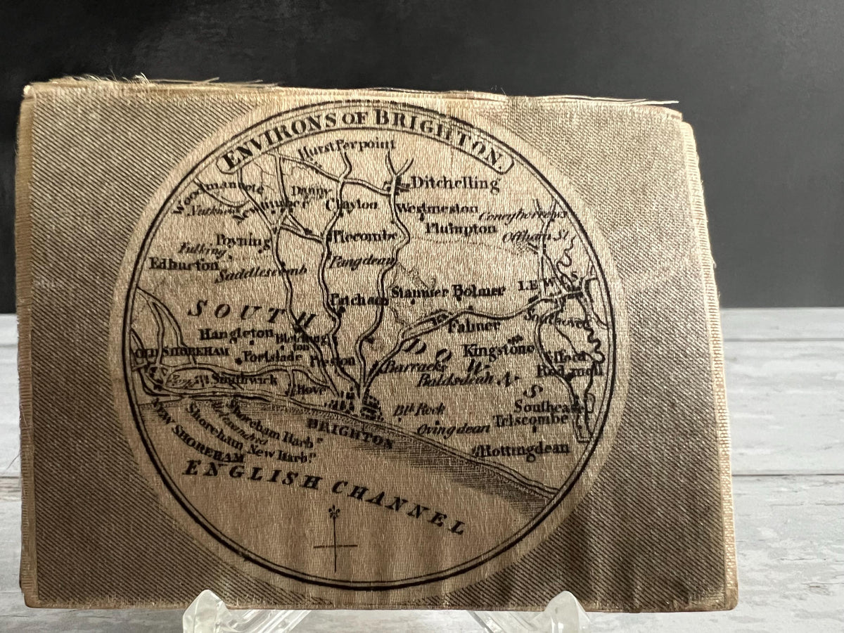 Georgian Silk Needlecase Printed Map of Brighton and The Chain Pier RARE C 1823