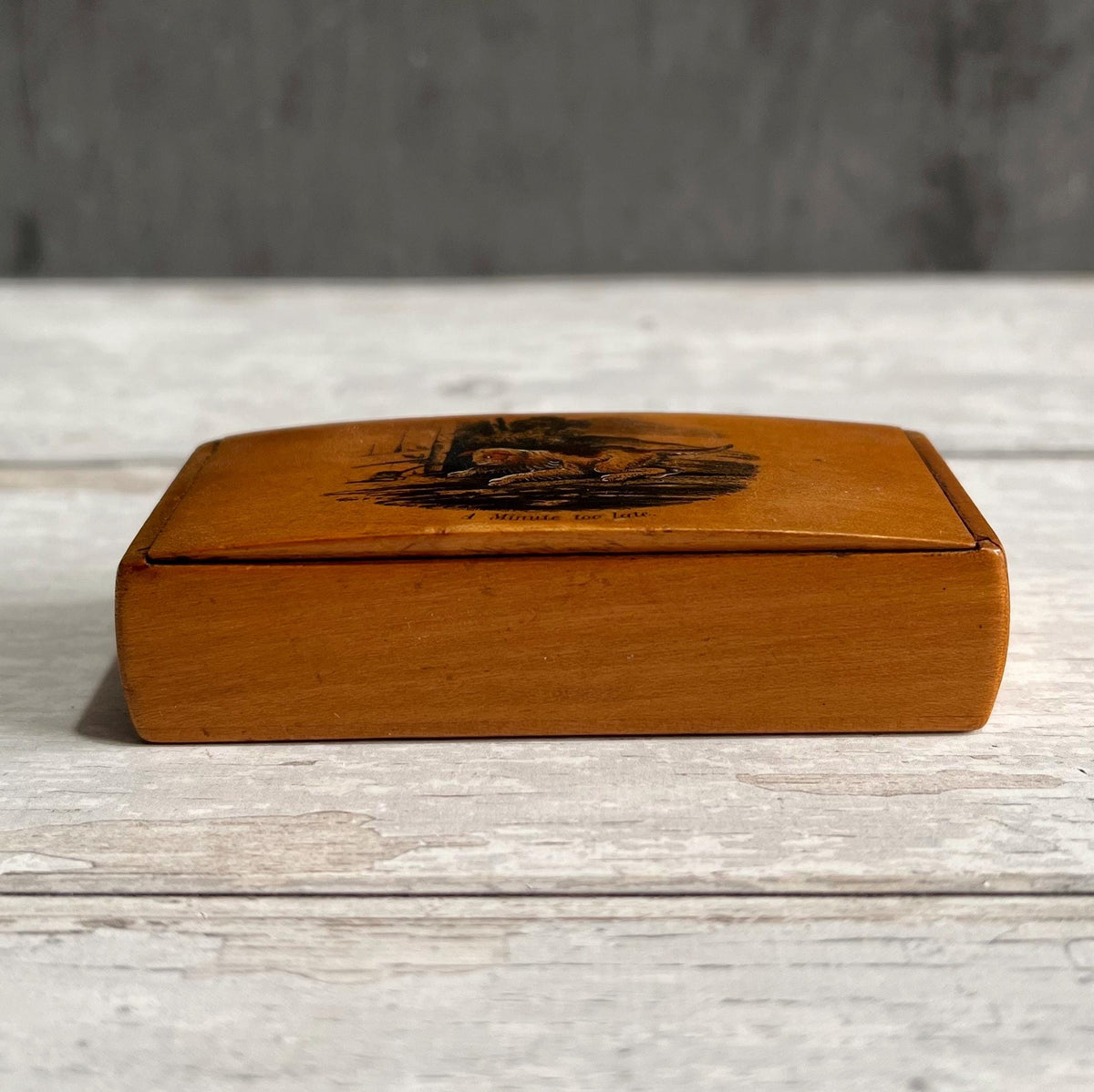 Mauchline Snuff Box A Minute Too Late Dog and Rat C 1850