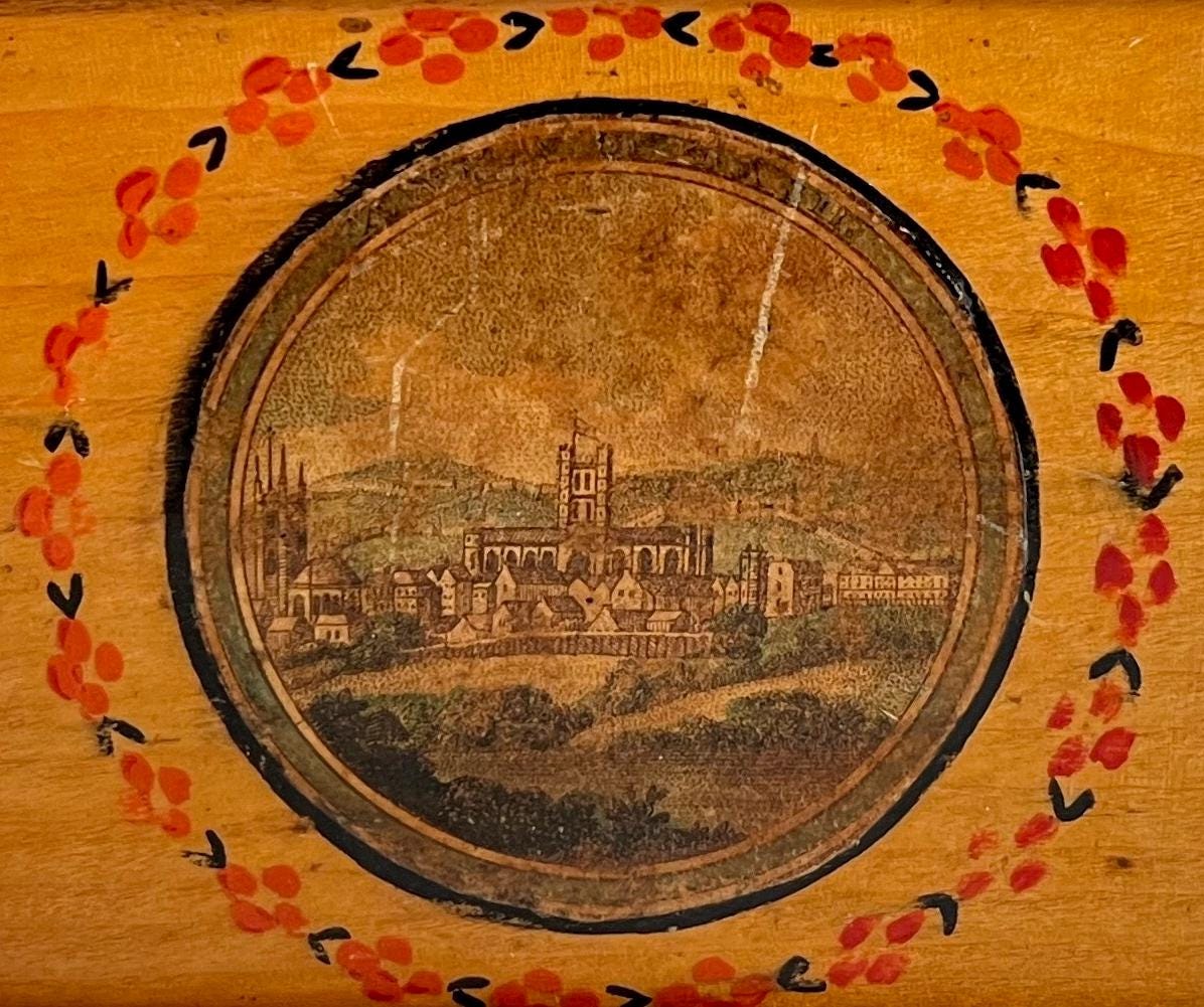 Rare 19th Century Miniature Tunbridge Ware Box Durham Cathedral C 1830