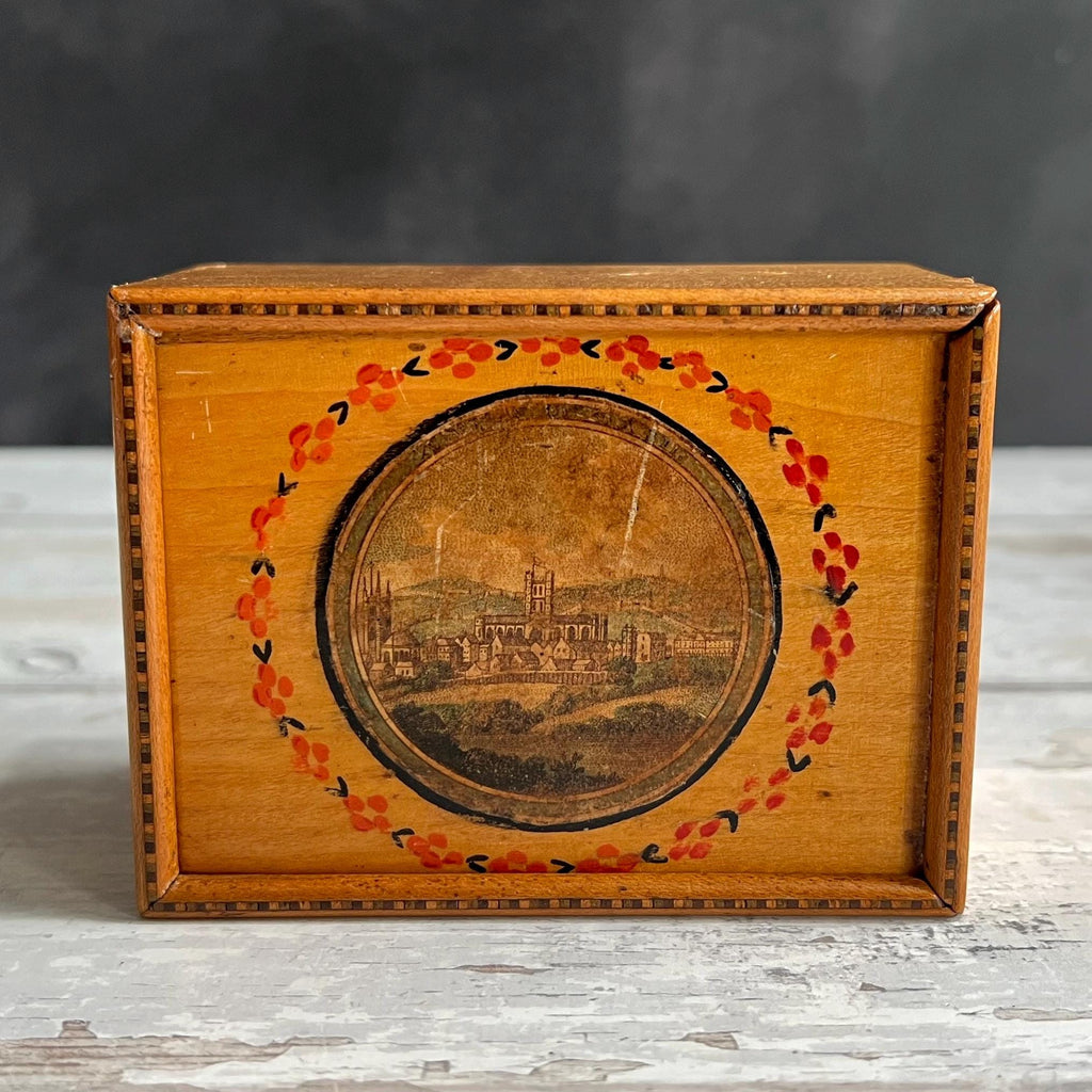Rare 19th Century Miniature Tunbridge Ware Box Durham Cathedral C 1830