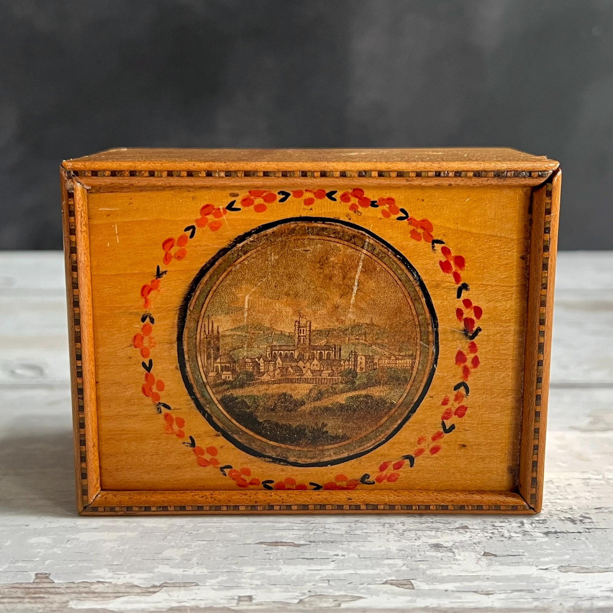 Rare 19th Century Miniature Tunbridge Ware Box Durham Cathedral C 1830