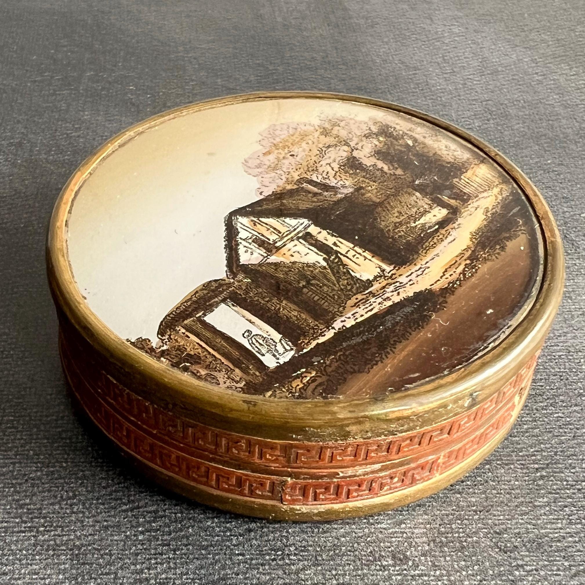Antique Bonbon Box Candy Box Circa 1830 Georgian Sepia Tones