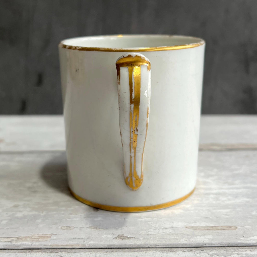 Tintern Abbey Porcelain Mug Hand Painted En Grisaille British Topographical Scene Circa 1810