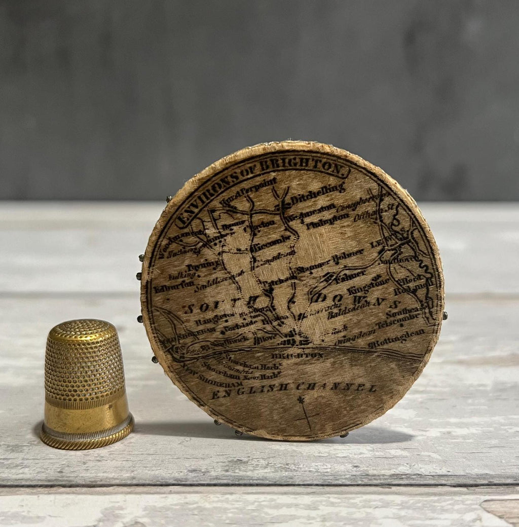 Georgian Silk Brighton Map Pincushion Rare Circa 1825