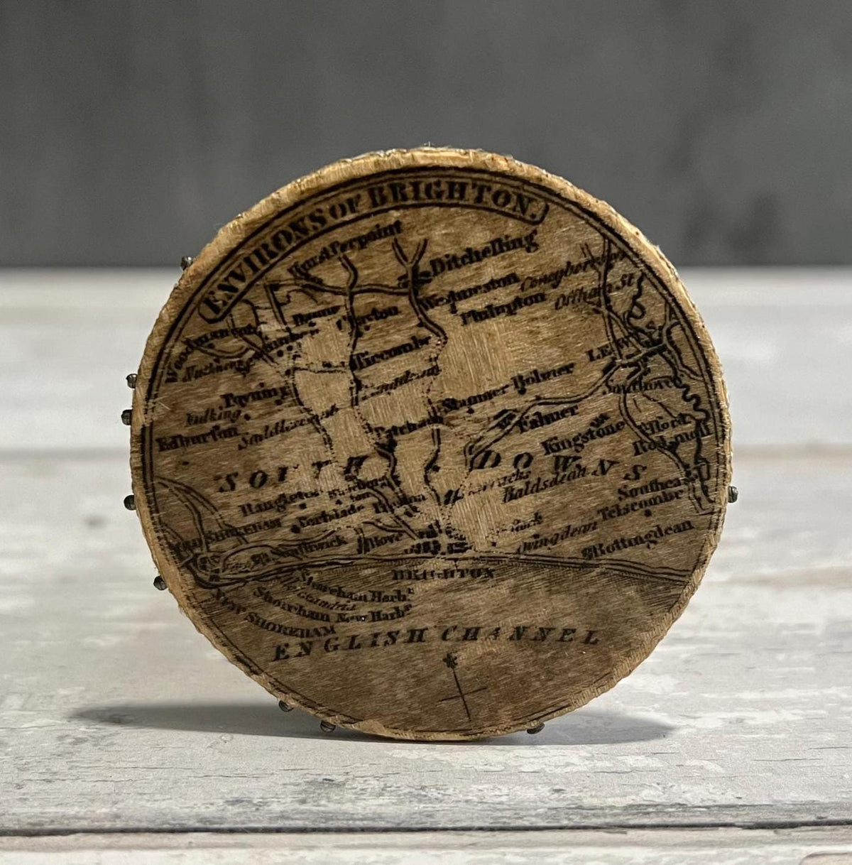 Georgian Silk Brighton Map Pincushion Rare Circa 1825