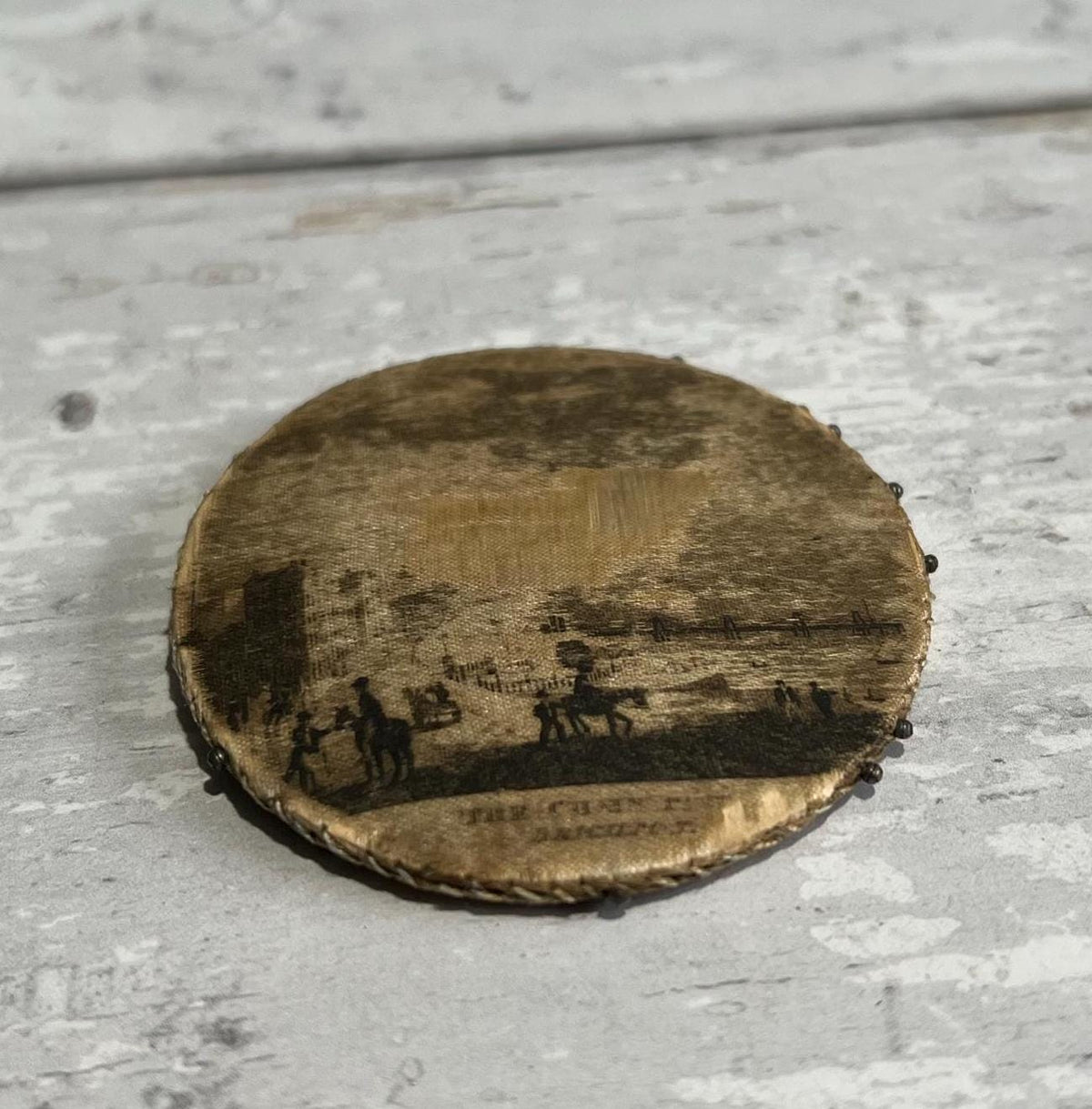 Georgian Silk Brighton Map Pincushion Rare Circa 1825