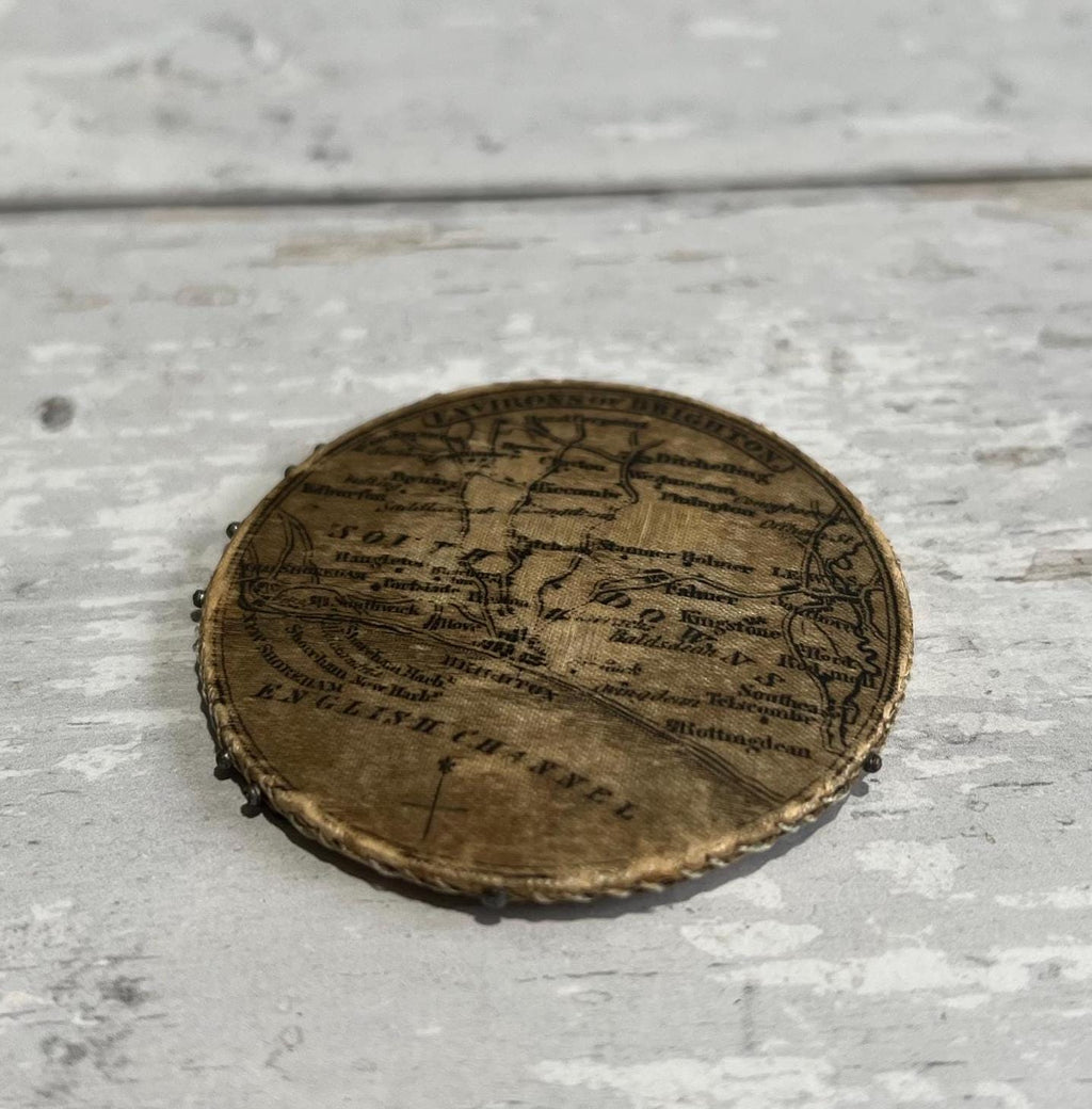 Georgian Silk Brighton Map Pincushion Rare Circa 1825