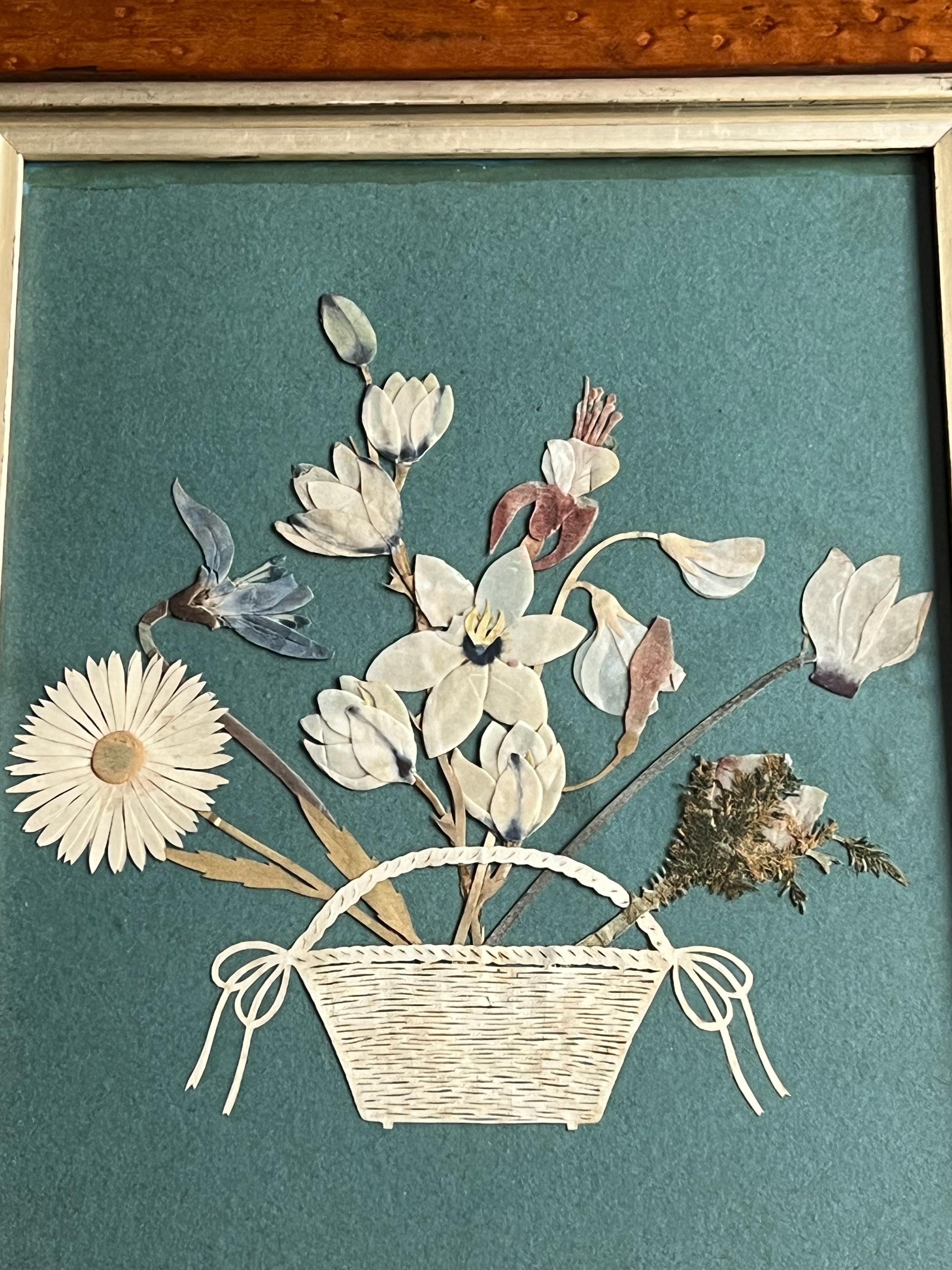 19th Century Cut Paper Collage Floral Picture Circa 1850