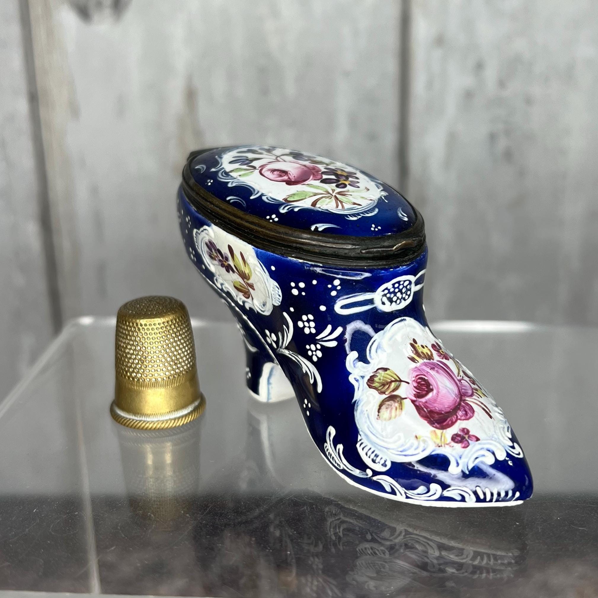 18th Century Enamel Shoe Bonbonniere Snuff Box C 1770