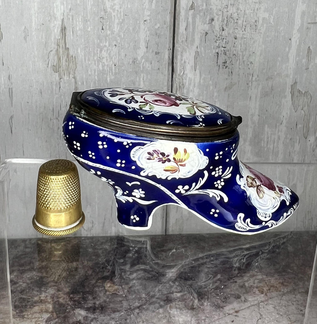 18th Century Enamel Shoe Bonbonniere Snuff Box C 1770