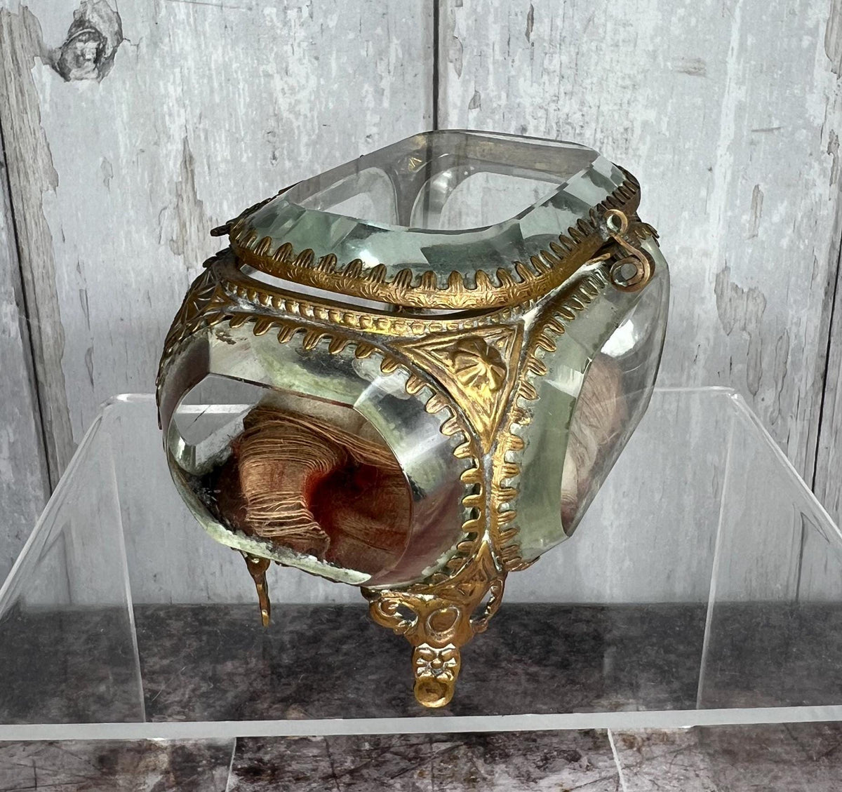 Antique Jewelry Vitrine Beveled Glass Jewellery Casket Circa 1870