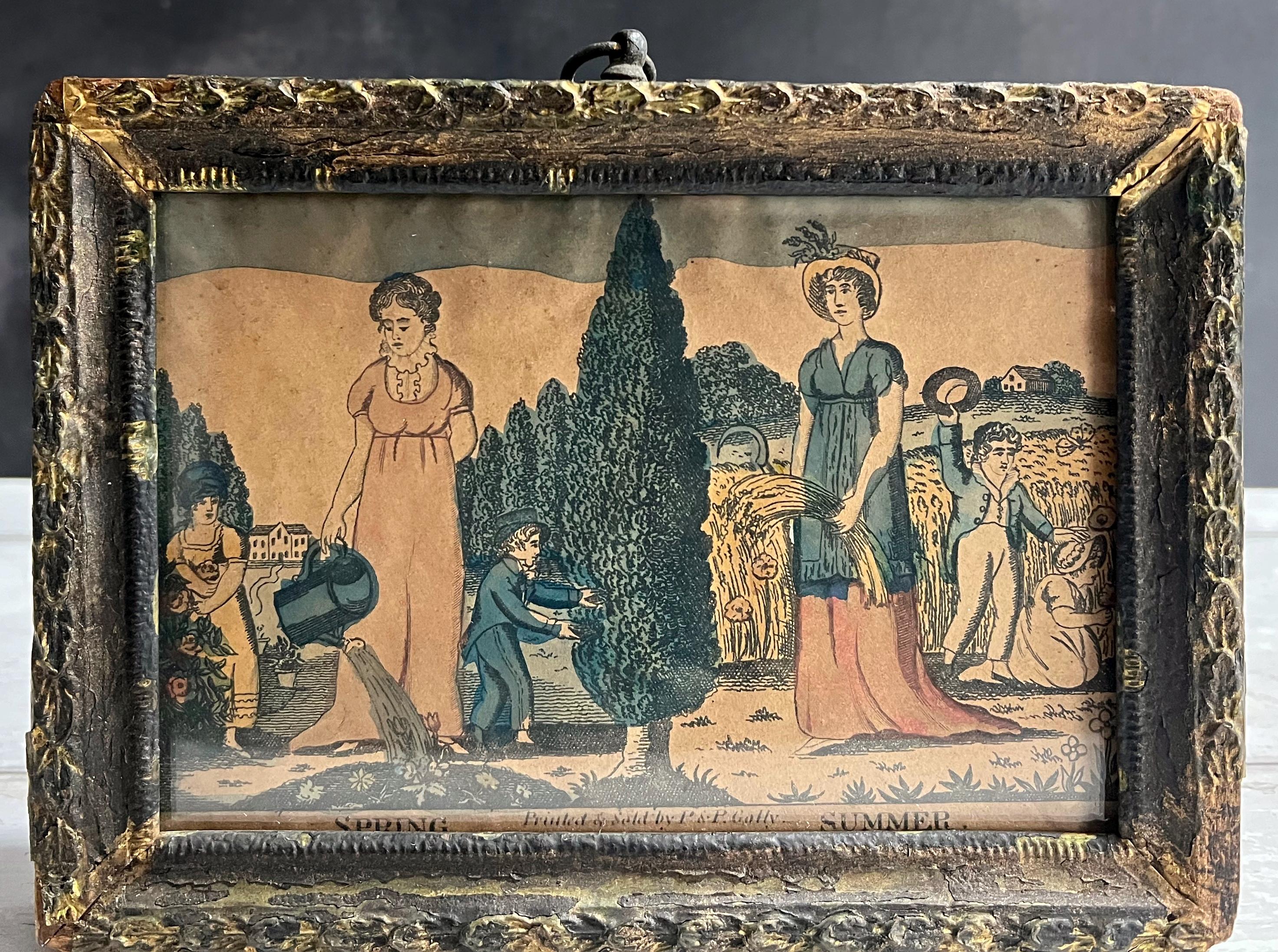 19th Century P And P Gally Print Spring Summer Engraving C 1815 AF