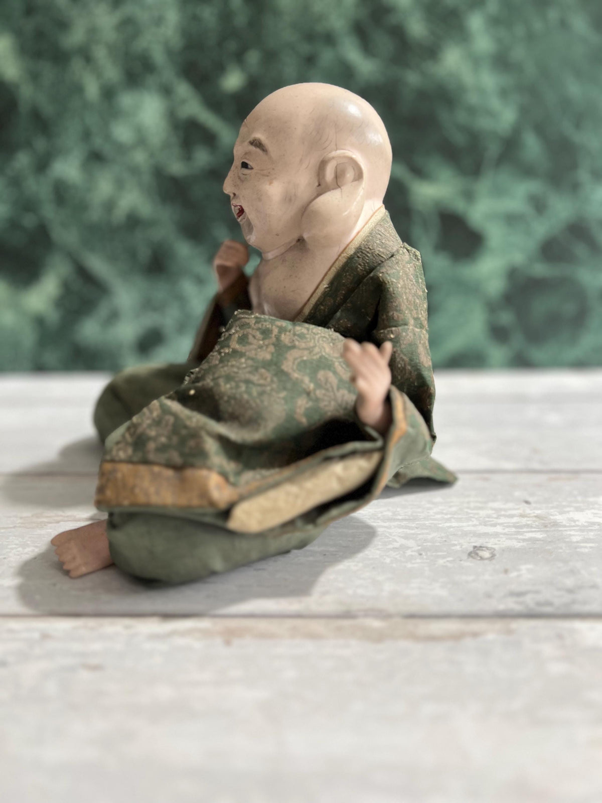 Antique Japanese Doll Laughing Buddha Hotei Edo Period Isho Ningyo Circa 1840 AF