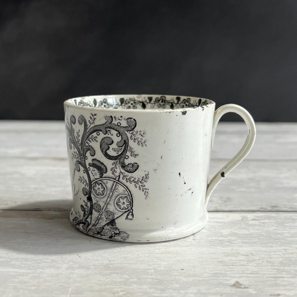 19th Century Childs Mug Joseph Gift Nursery Ware Children Kite Hoop Rolling C 1820