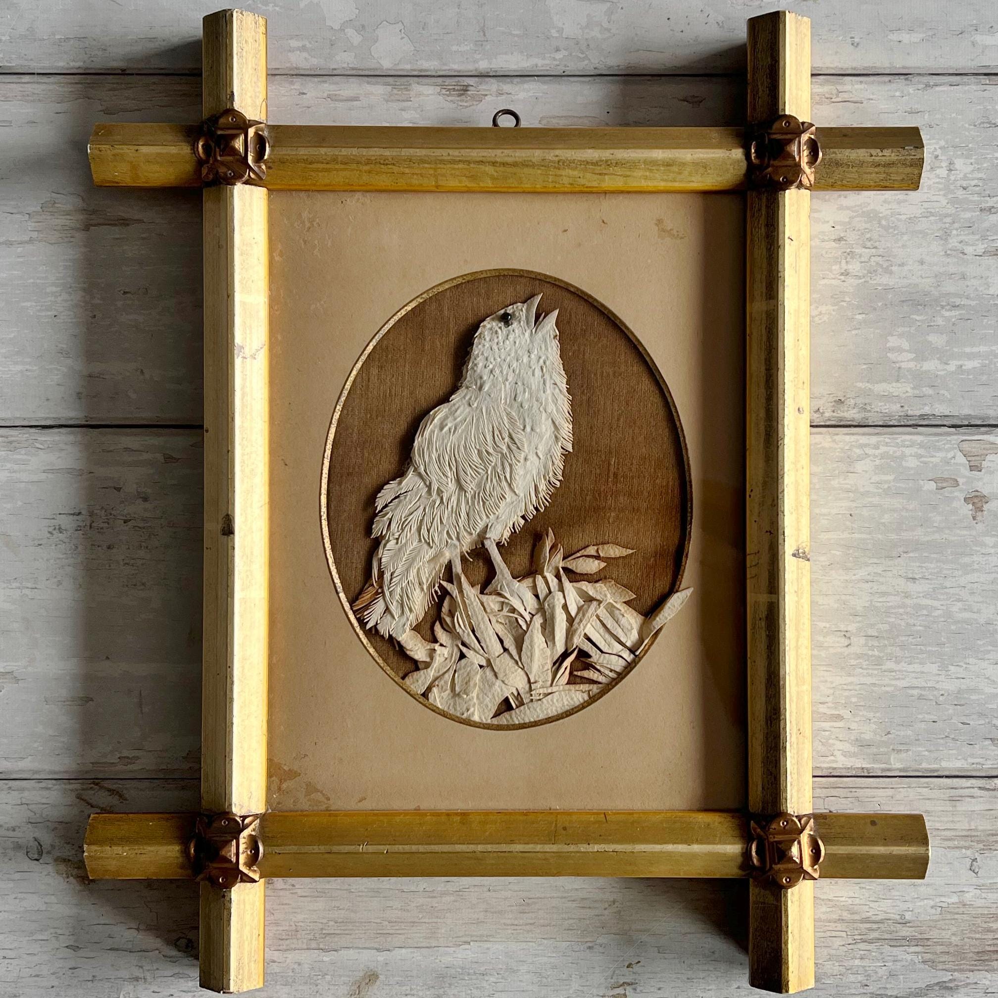 1860s English Paper Cut Picture Songbird Folk Art Provenance Noel Riley