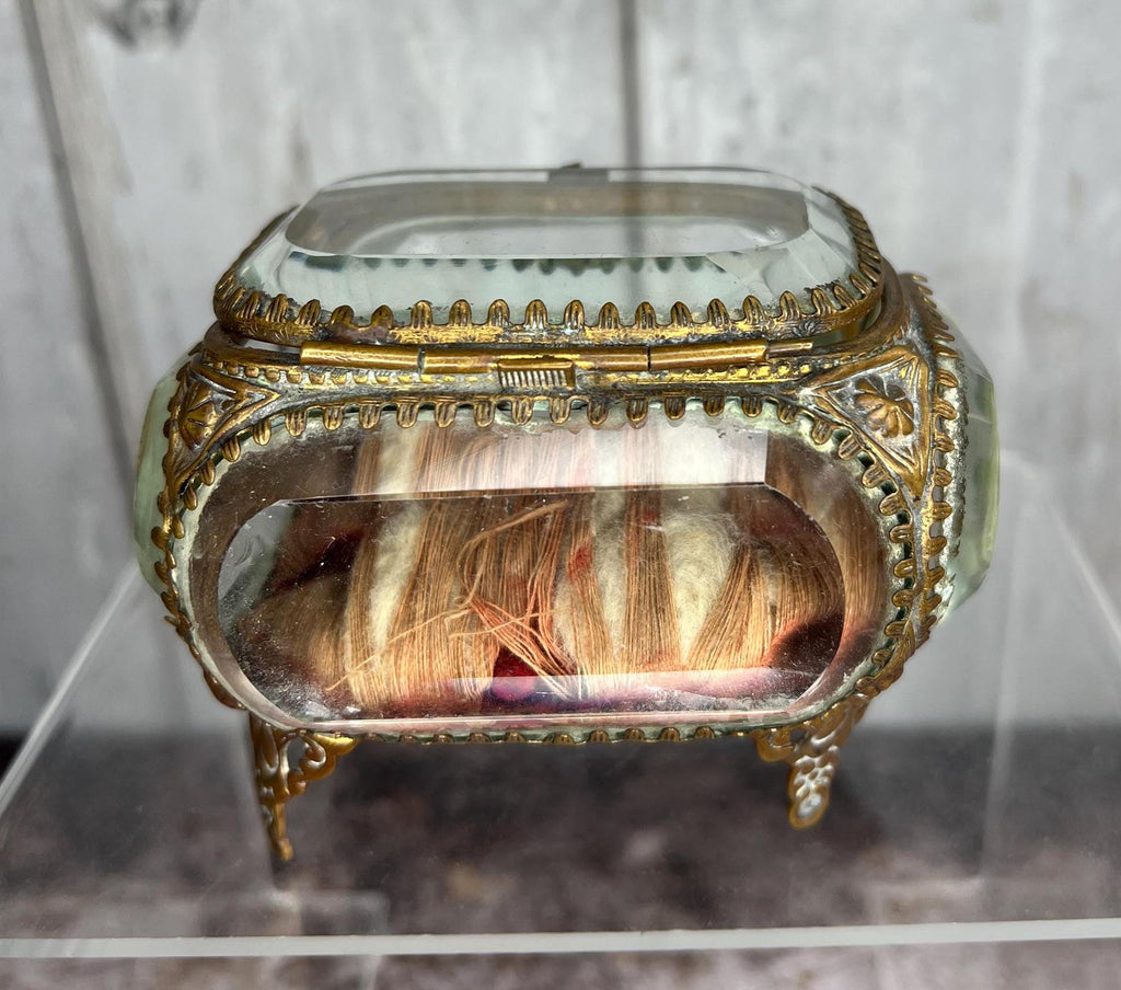 Antique Jewelry Vitrine Beveled Glass Jewellery Casket Circa 1870