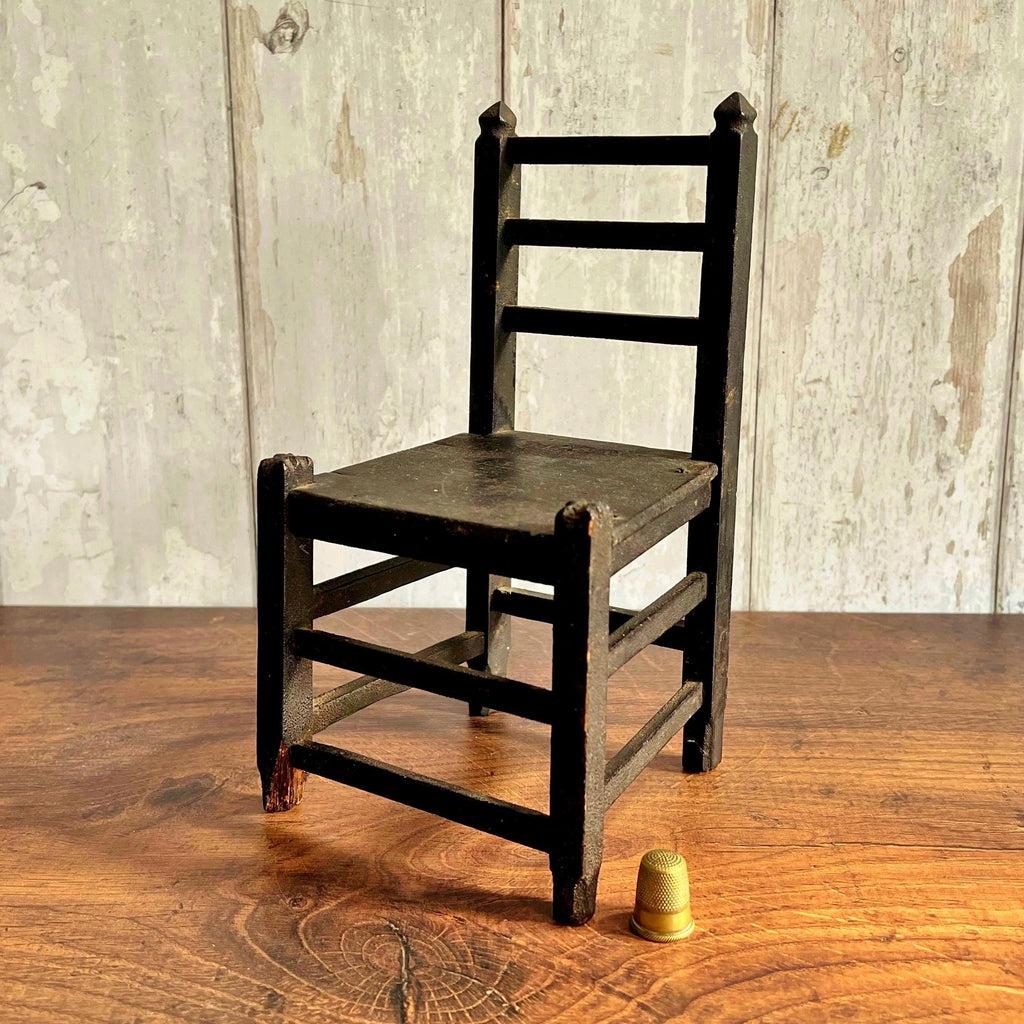 Antique English Dolls Chair Primitive Folk Art Chair Dry Patina C 1820