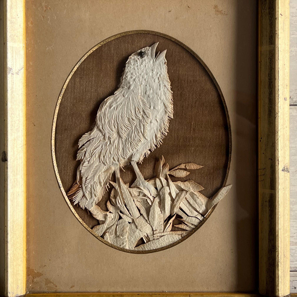 1860s English Paper Cut Picture Songbird Folk Art Provenance Noel Riley