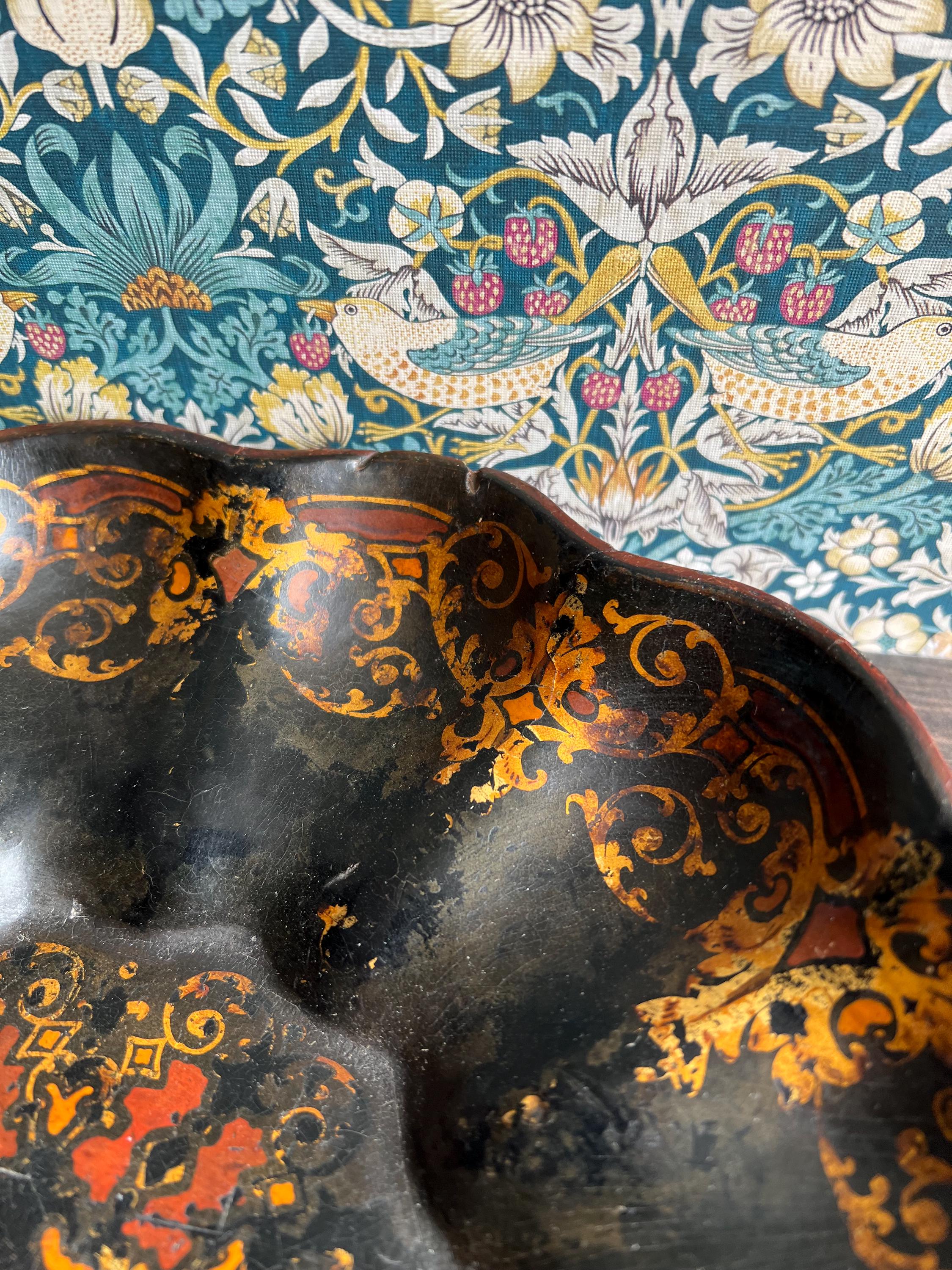 19th Century Large Papier Mache Dish English Circa 1840
