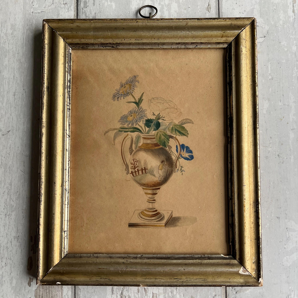 19th Century Georgian Flower Vase Painting English Circa 1830
