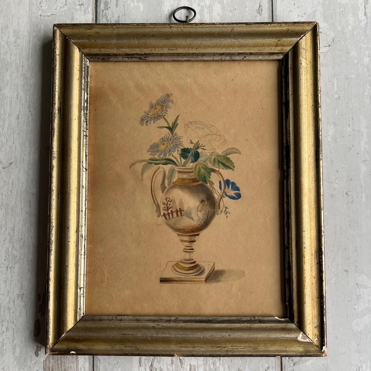 19th Century Georgian Flower Vase Painting English Circa 1830