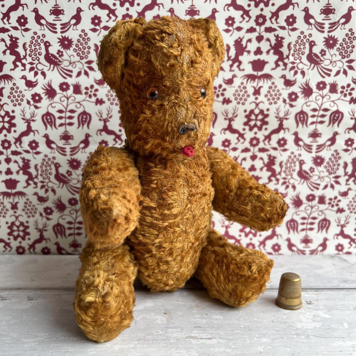 Vintage Teddy Bear Silk Plush 9 inch C 1920s