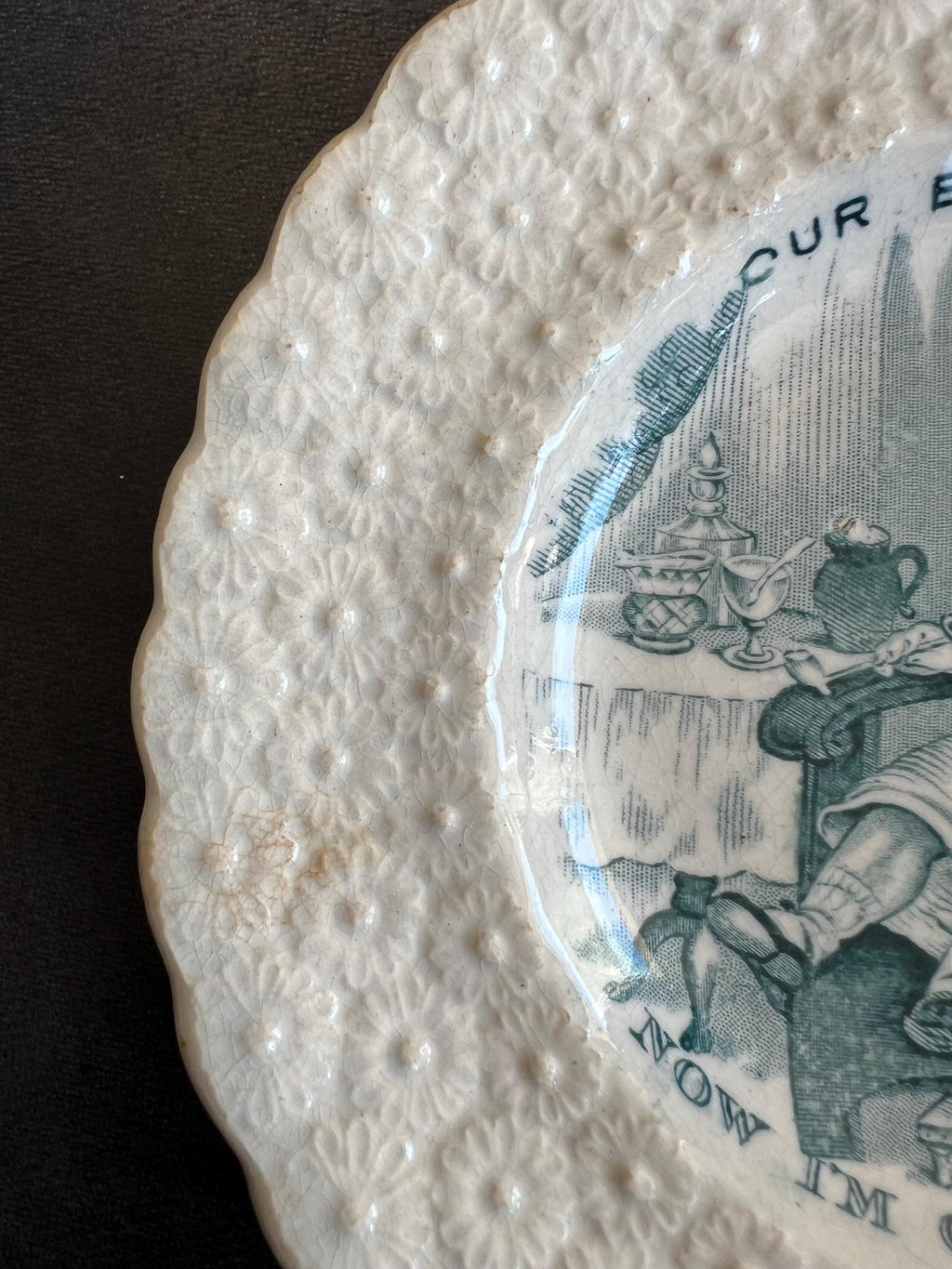 Antique 19th Century Staffordshire Childrens Plate Our Early Days Grandfather 1828