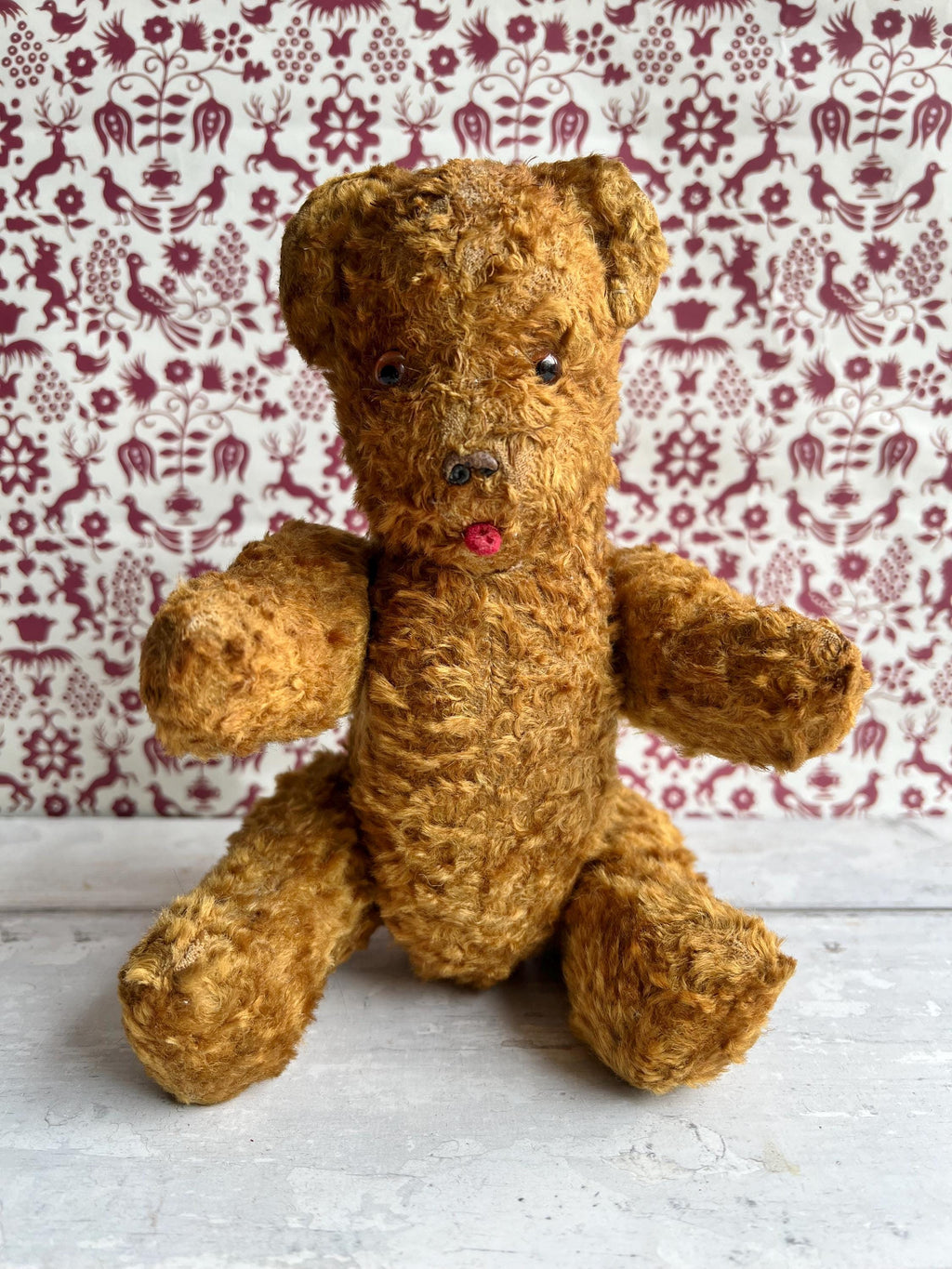 Vintage Teddy Bear Silk Plush 9 inch C 1920s