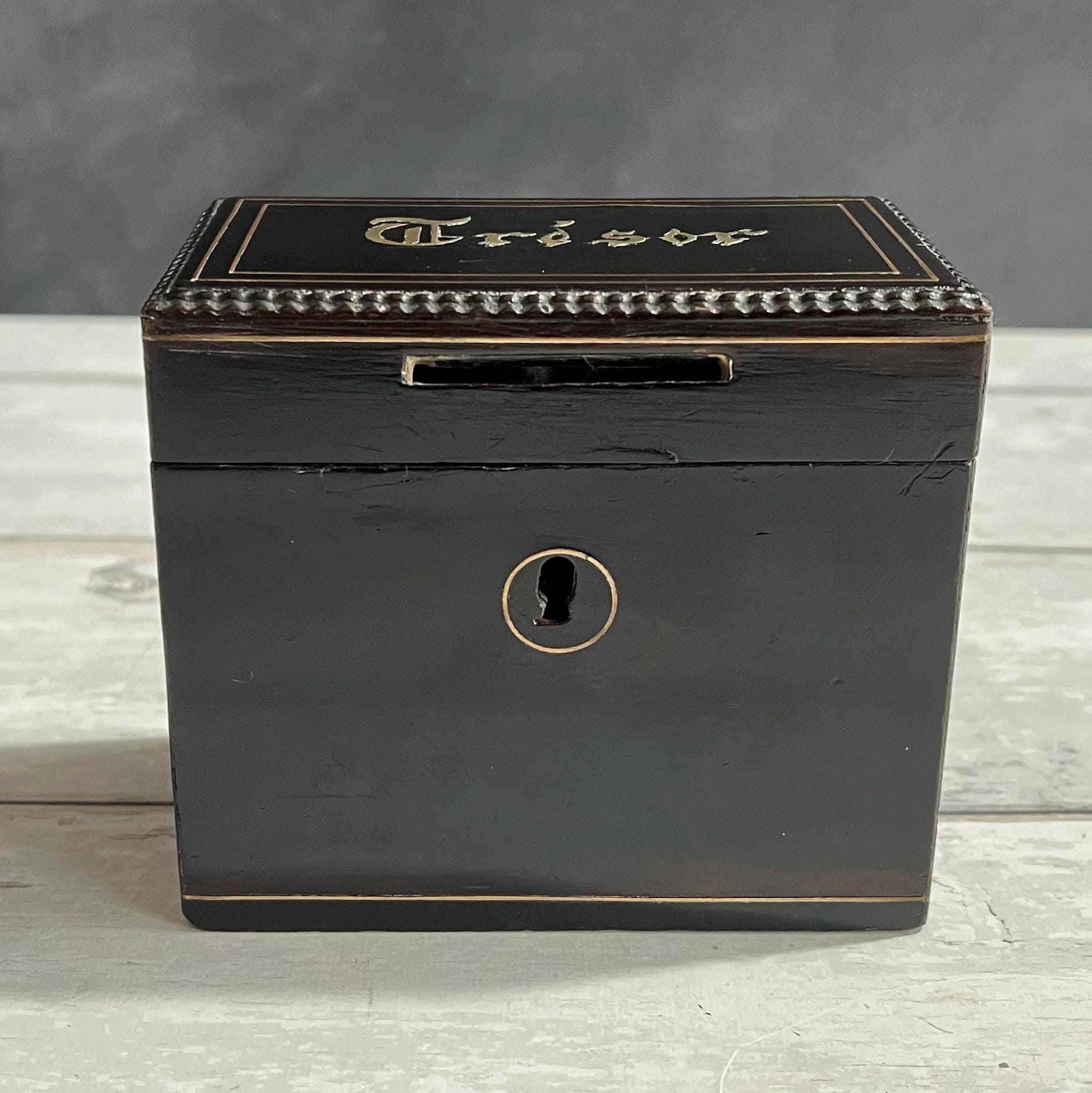 Antique Childs Money Box Money Bank TREASURE C 1860