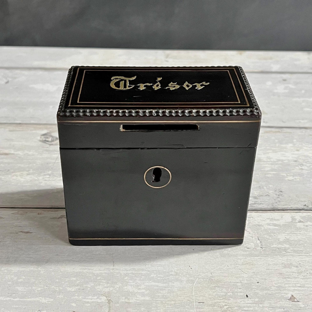Antique Childs Money Box Money Bank TREASURE C 1860