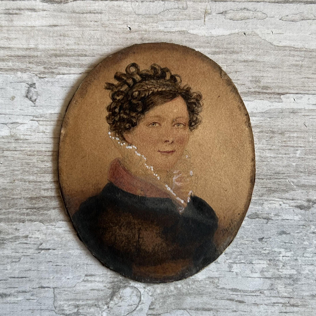 Antique A R Burt Portrait Miniature Wealthy Lady by Chester 1821