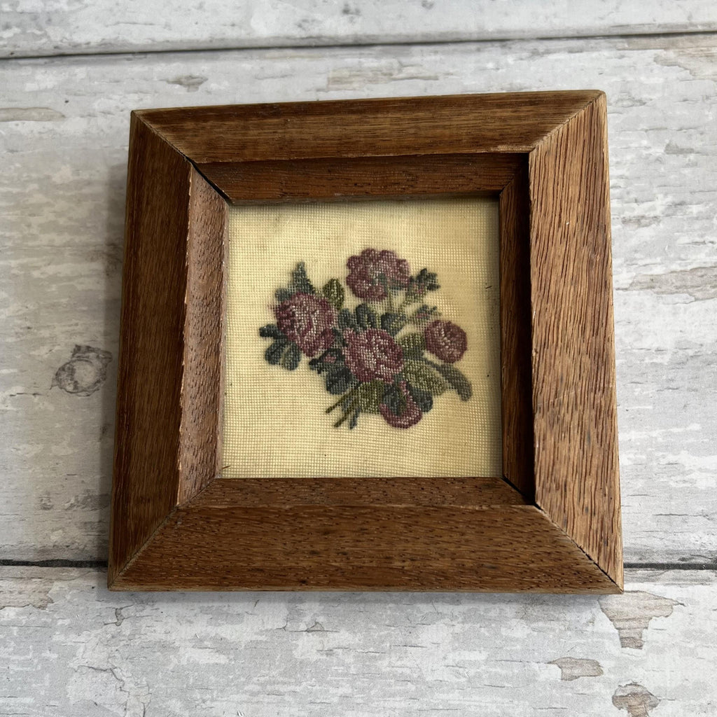 Antique 19th Century Pair Miniature Needleworks C 1840