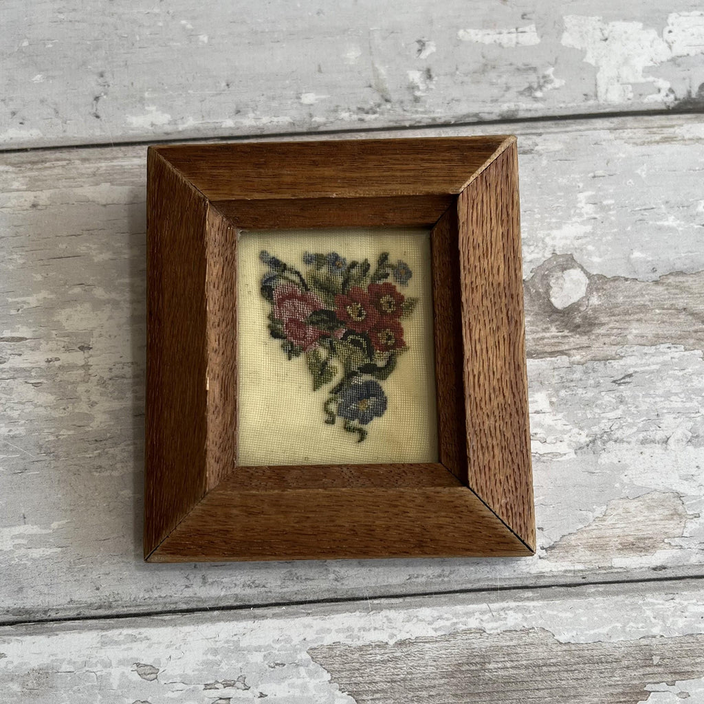 Antique 19th Century Pair Miniature Needleworks C 1840