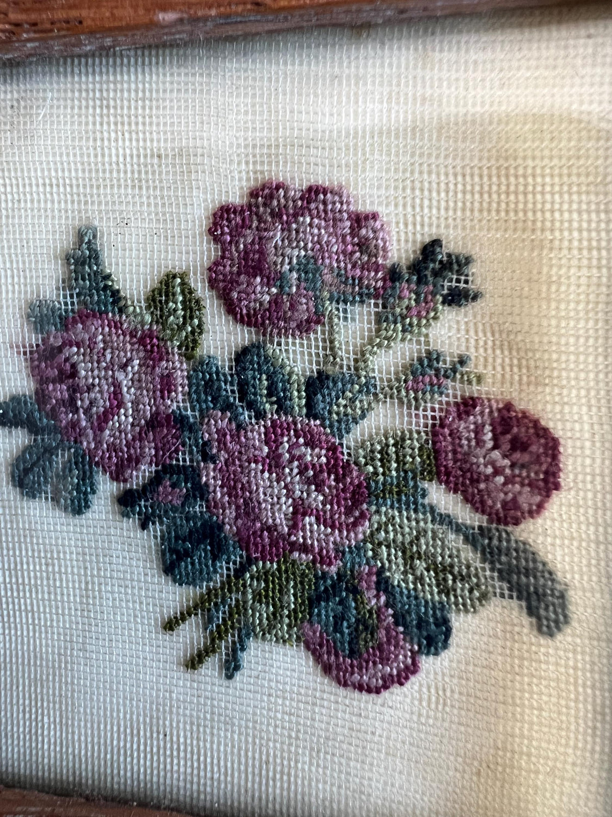 Antique 19th Century Pair Miniature Needleworks C 1840