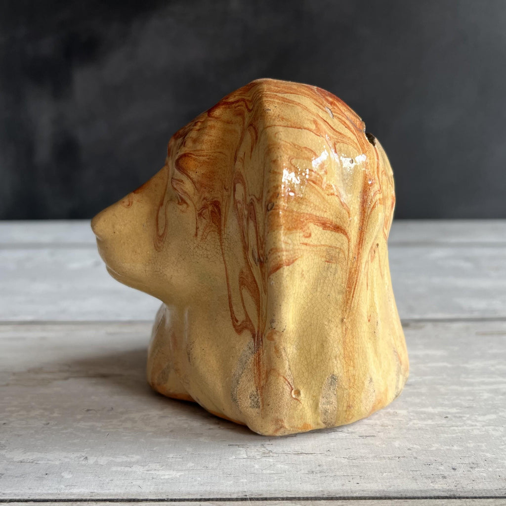 19th Century Children’s Staffordshire Dog Spaniel Coin Bank Money Box Folk Art Circa 1860
