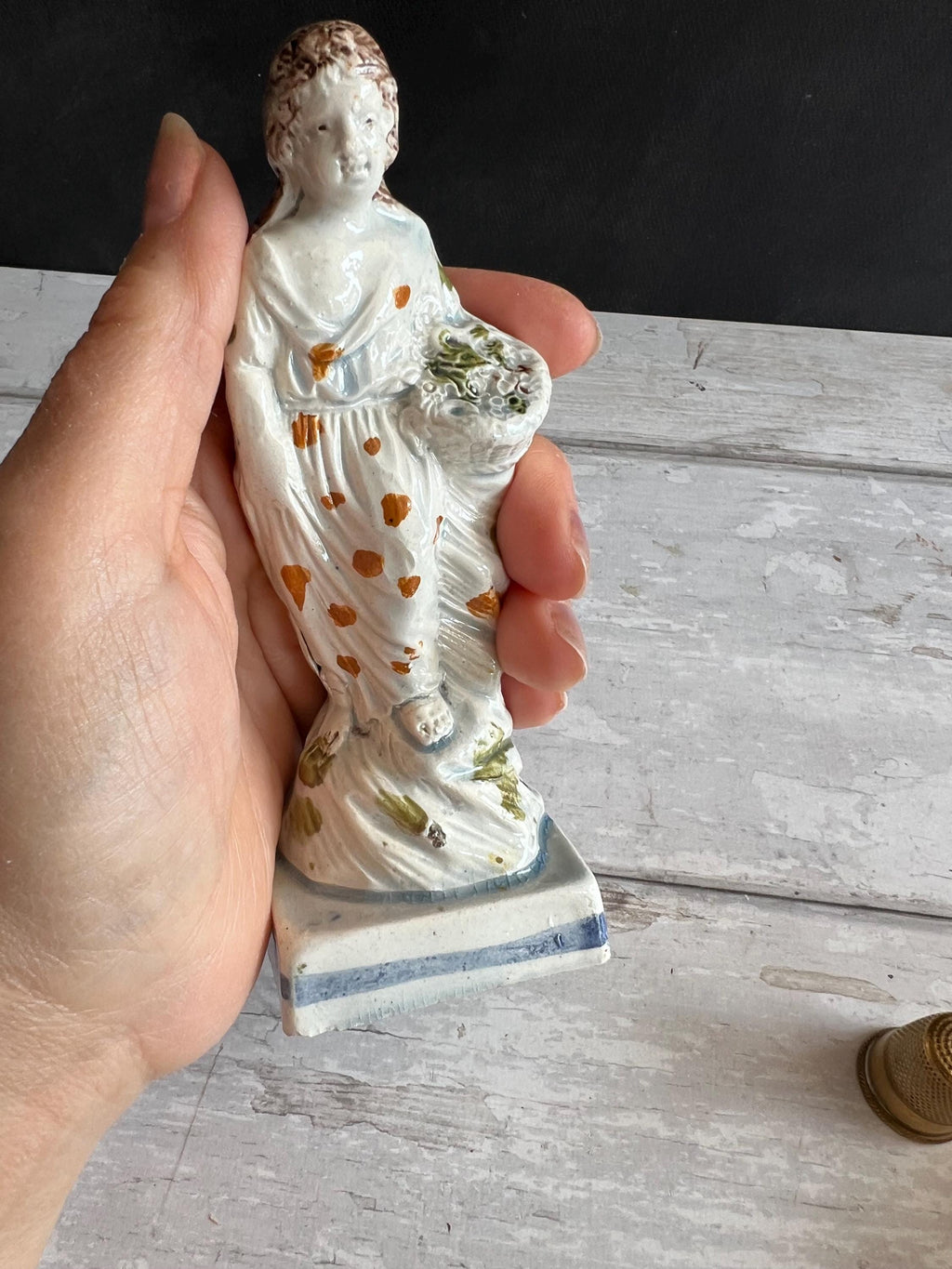 1790 Pratt Ware Pearlware Figure, English Cornucopia of Plenty