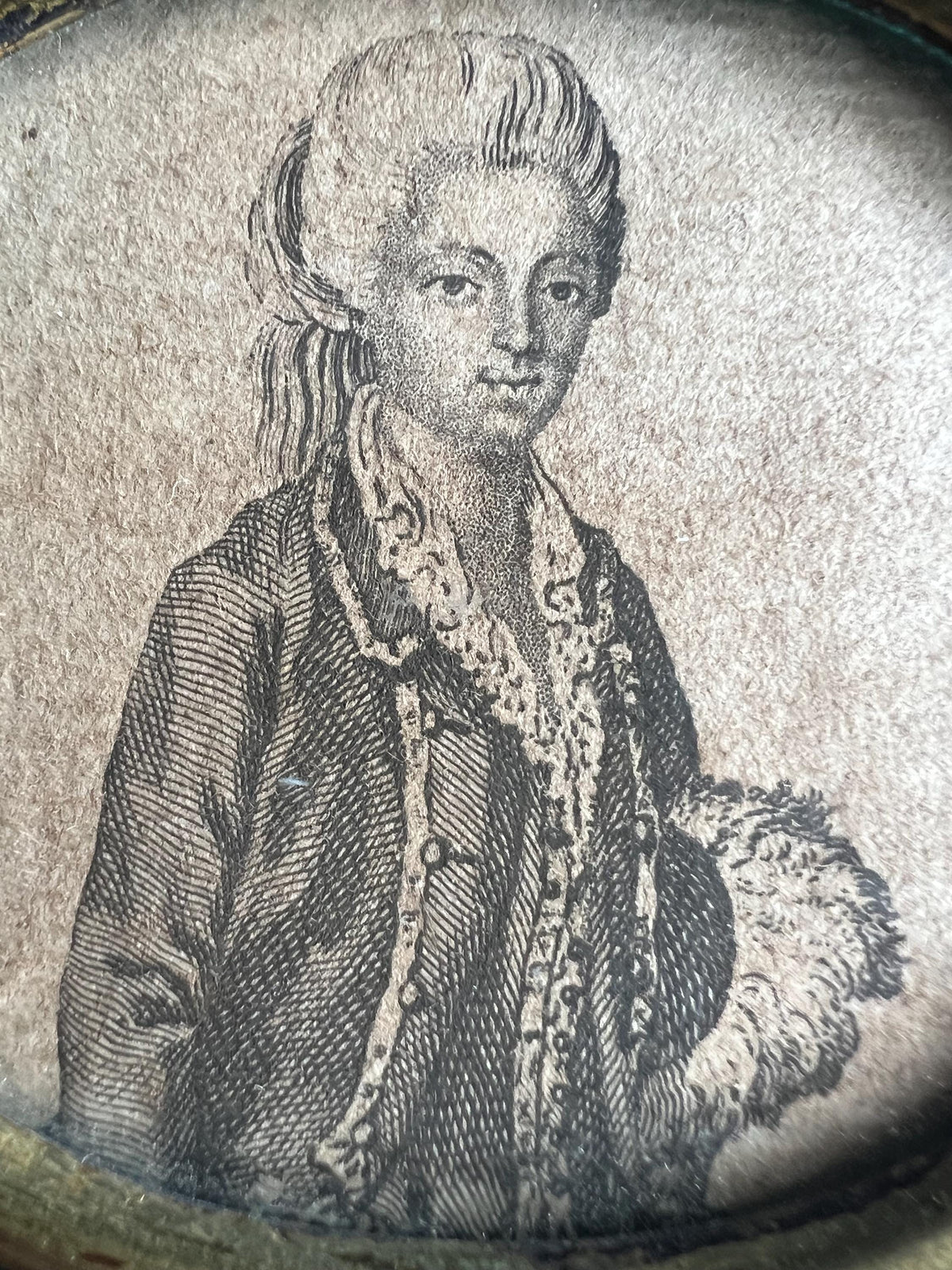 18th Century Miniature Engraving Countess du Barry C 1770 Mademoiselle Vaubernier