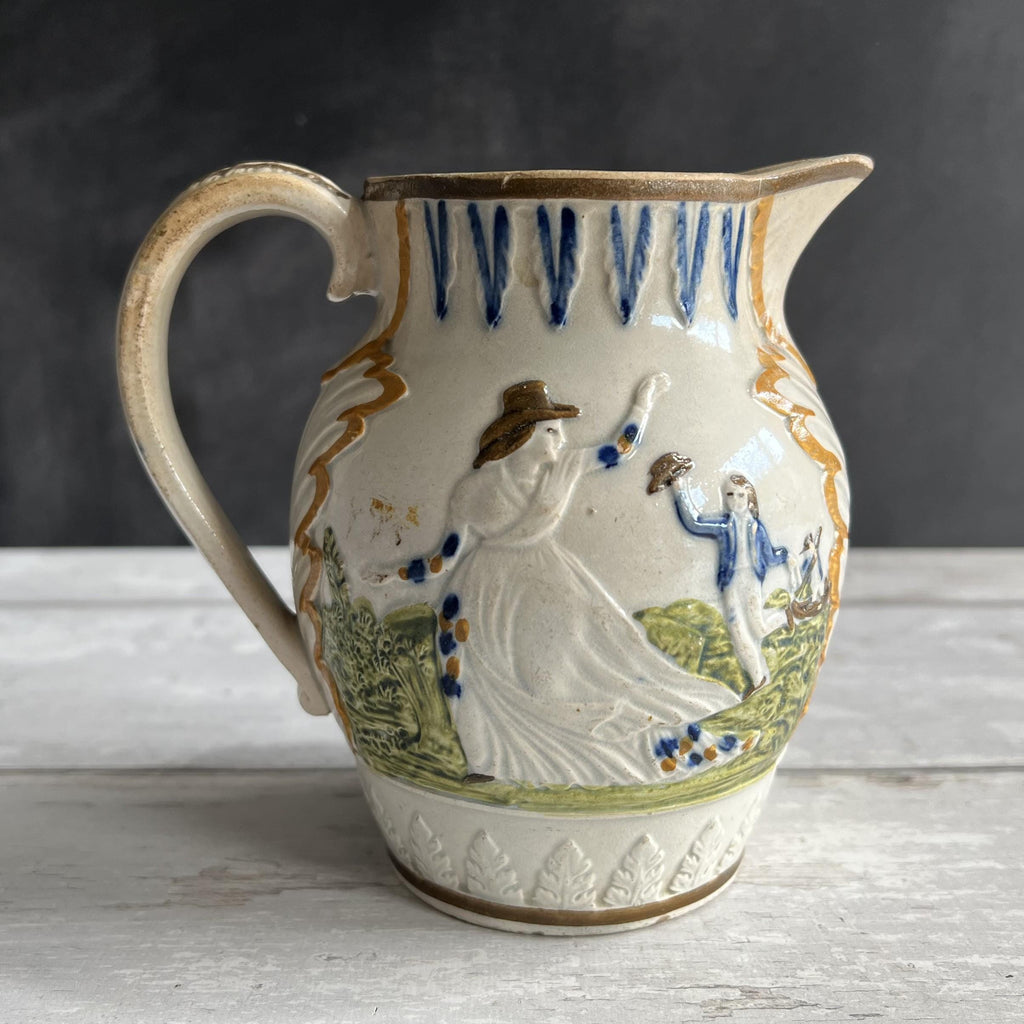 Antique Pratt Ware Jug 1790s Sailor's Farewell Maritime Decor