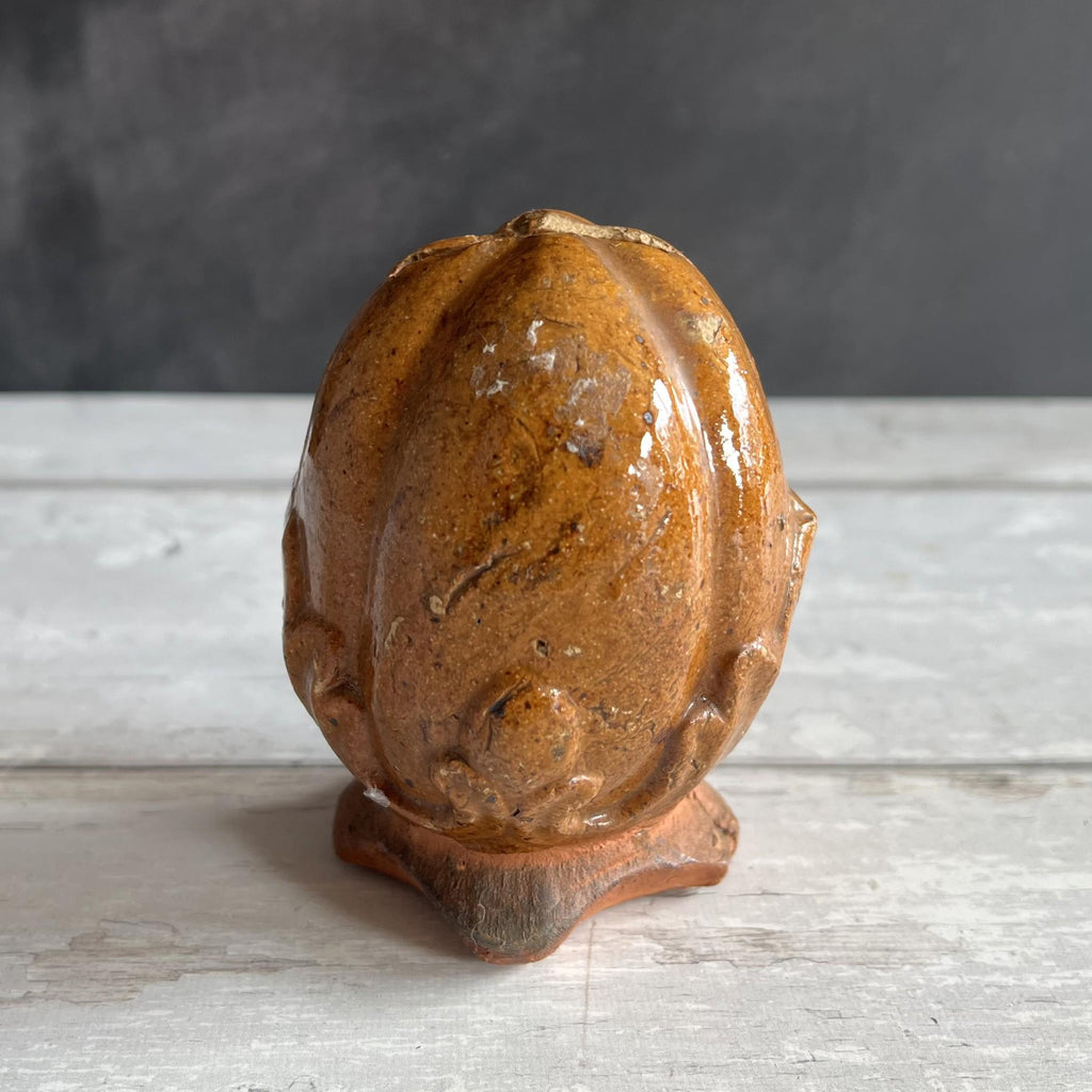 19th Century Childs Pottery Money Box Coin Bank Acorn Design Folk Art C 1860