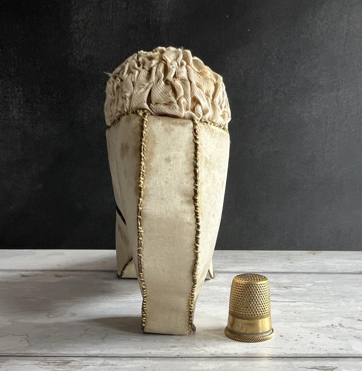Antique 19th Century Silk Shoe Pincushion Circa 1900
