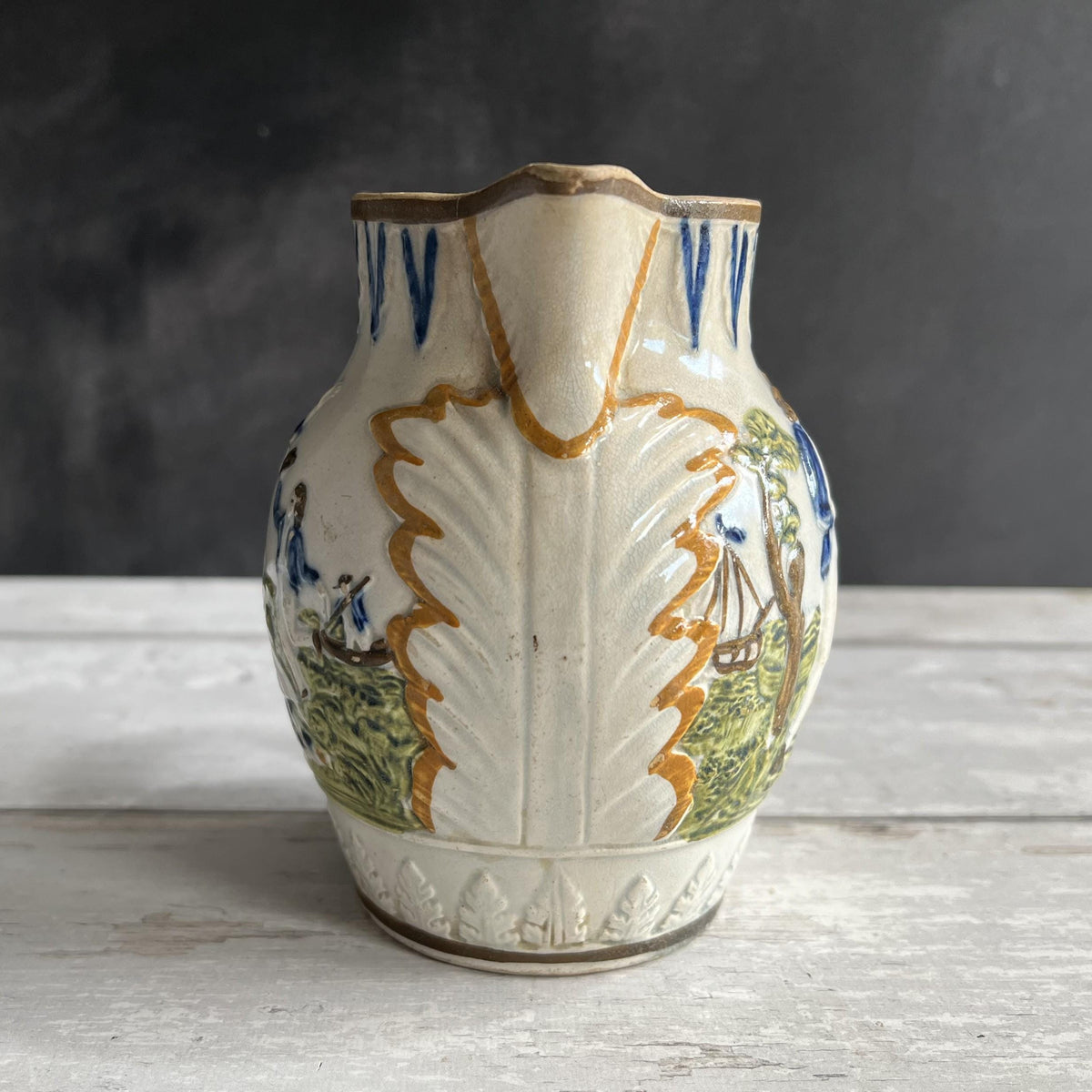 Antique Pratt Ware Jug 1790s Sailor's Farewell Maritime Decor