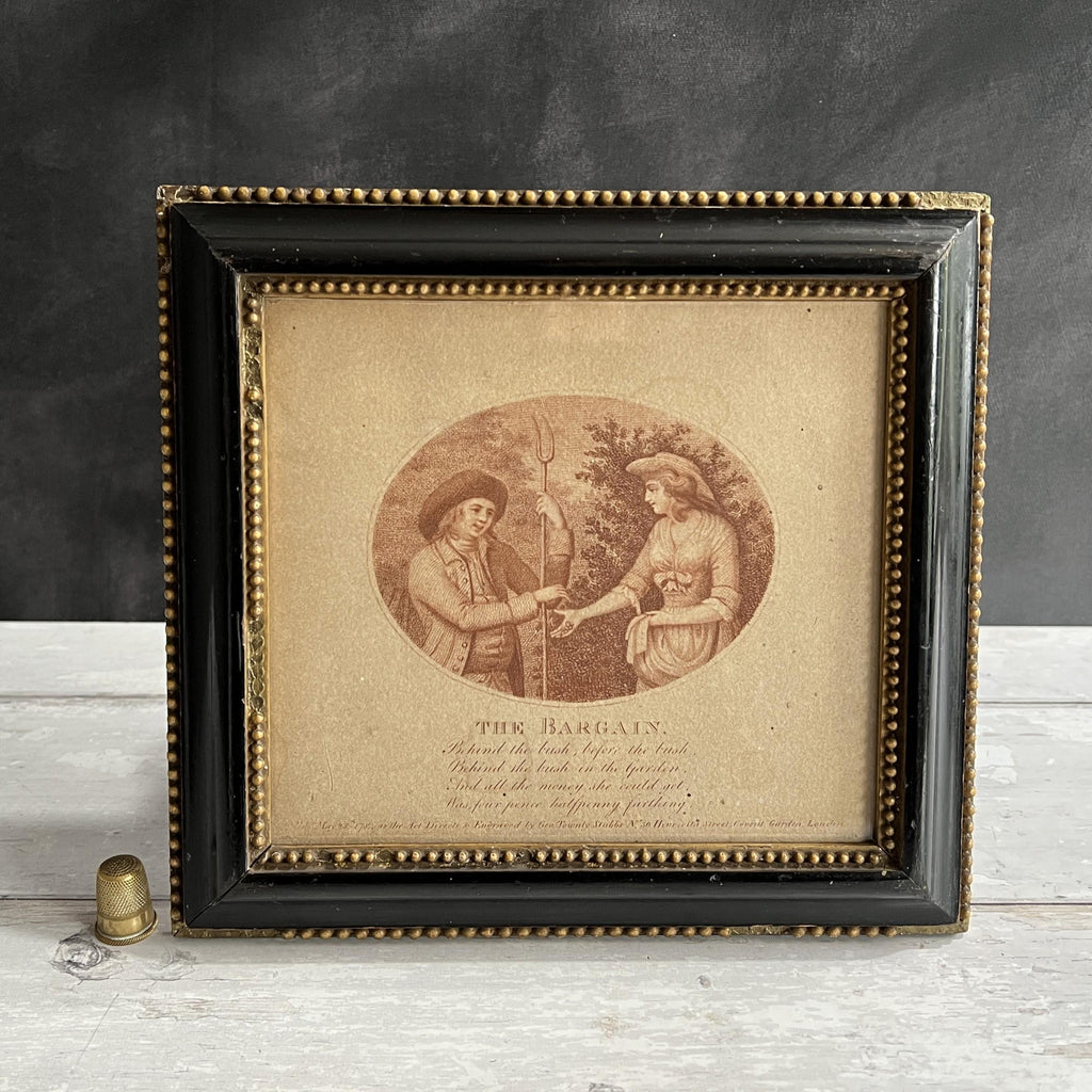 RARE 18th Century Engraving The Bargain Rural Lovers George Townley Stubbs 1798