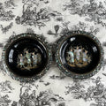 Antique Papier Mache Plates Mother of Pearl Inlaid Chinoiserie Art Nouveau