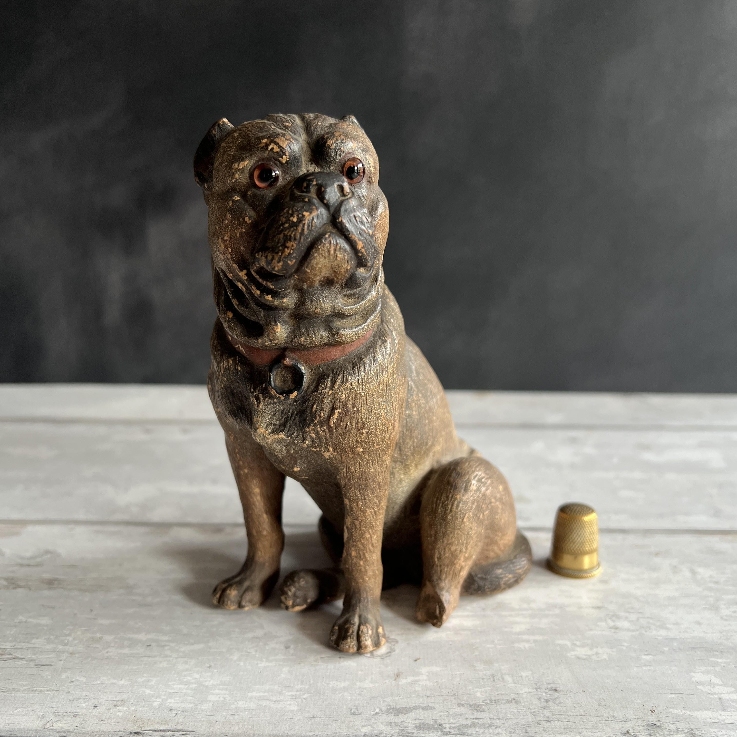 19th Century Painted Terracotta Pug Dog C 1890 AF