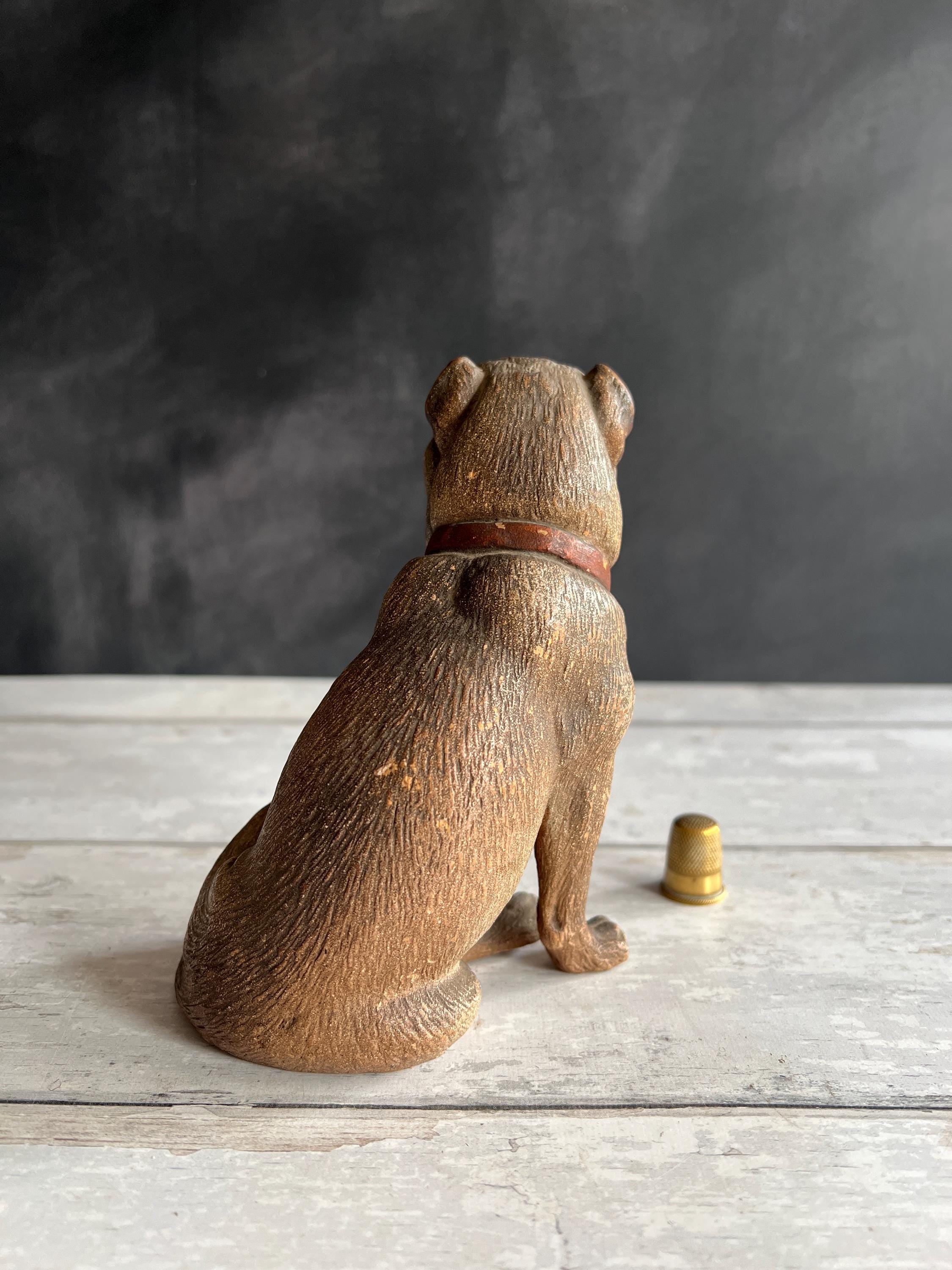 19th Century Painted Terracotta Pug Dog C 1890 AF