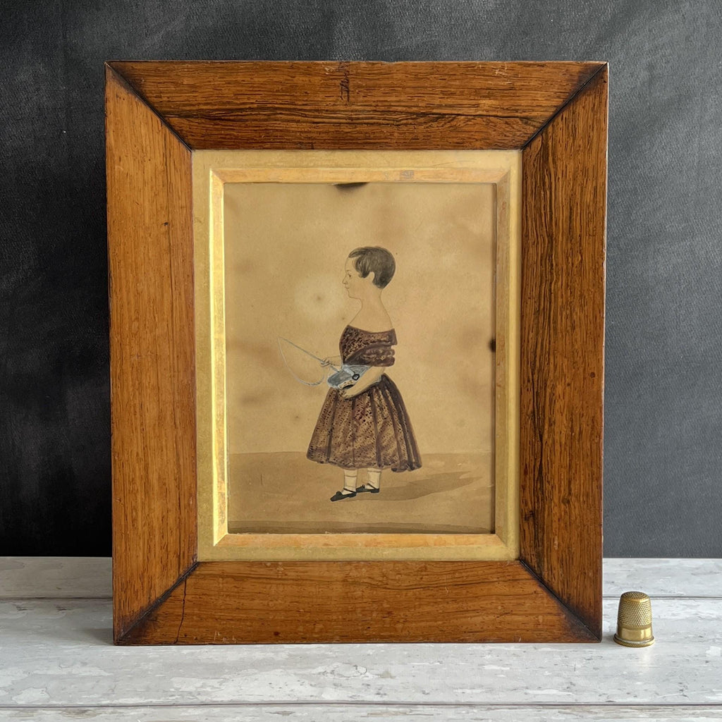 Antique Folk Art Painting Naïve School Portrait of A Boy William Allan 1842