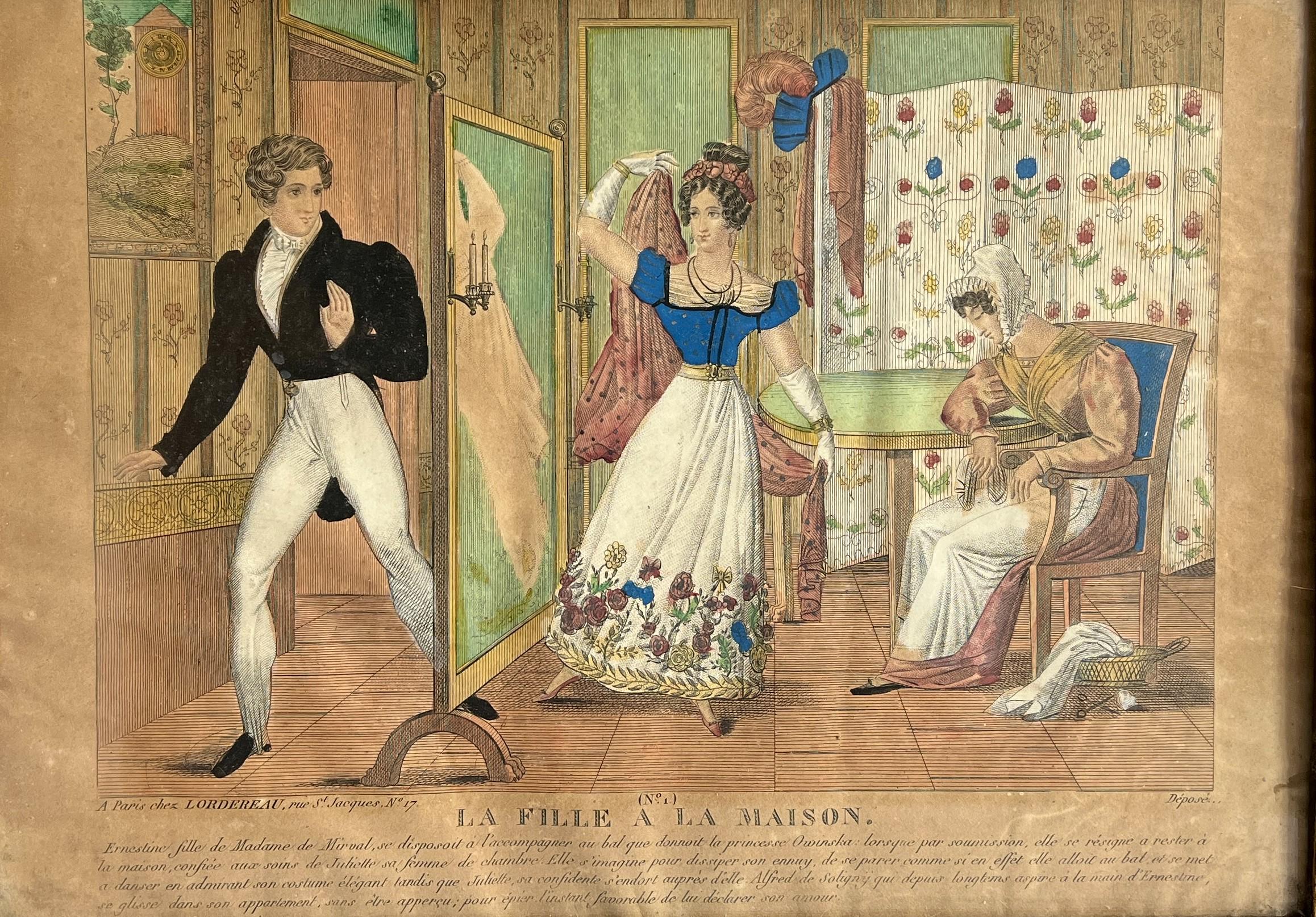 19th Century French Theatrical Engraving Circa 1820s RARE Print