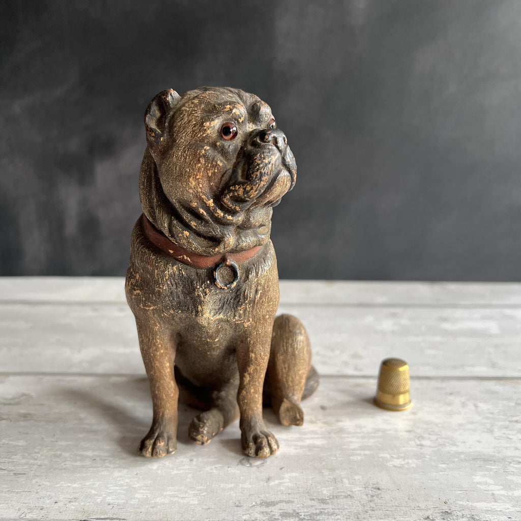 19th Century Painted Terracotta Pug Dog C 1890 AF
