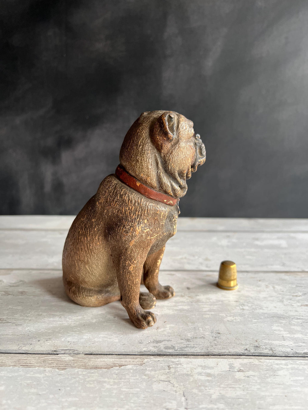 19th Century Painted Terracotta Pug Dog C 1890 AF