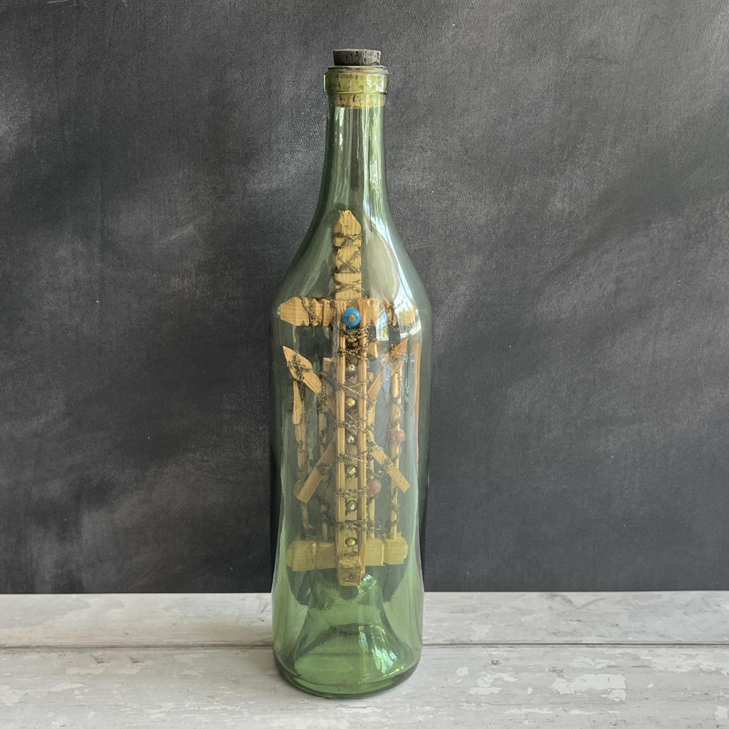 Antique Irish Folk Art God In A Bottle Circa 1840